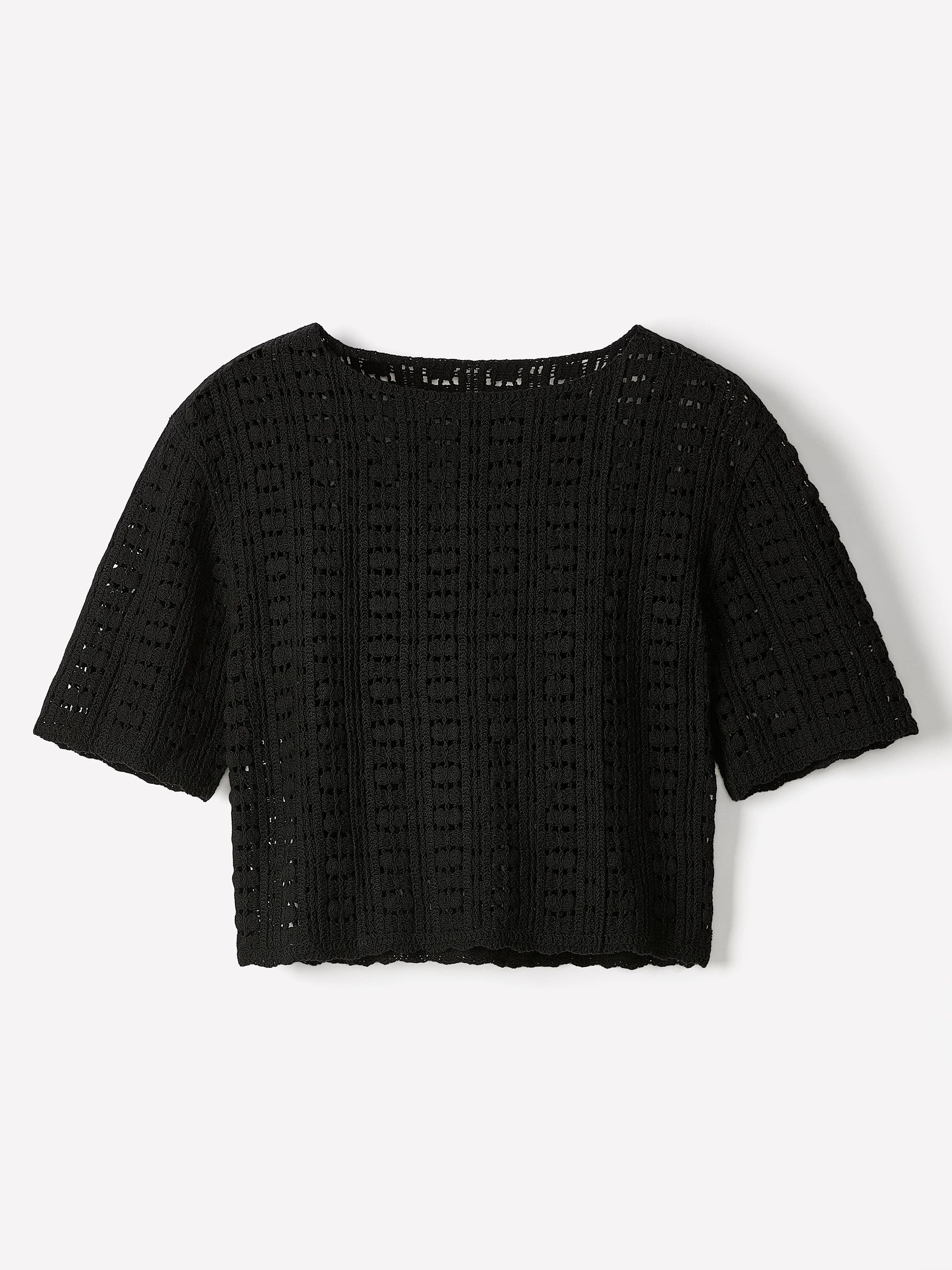 Knit Crochet Relaxed Tee in 100% Cotton