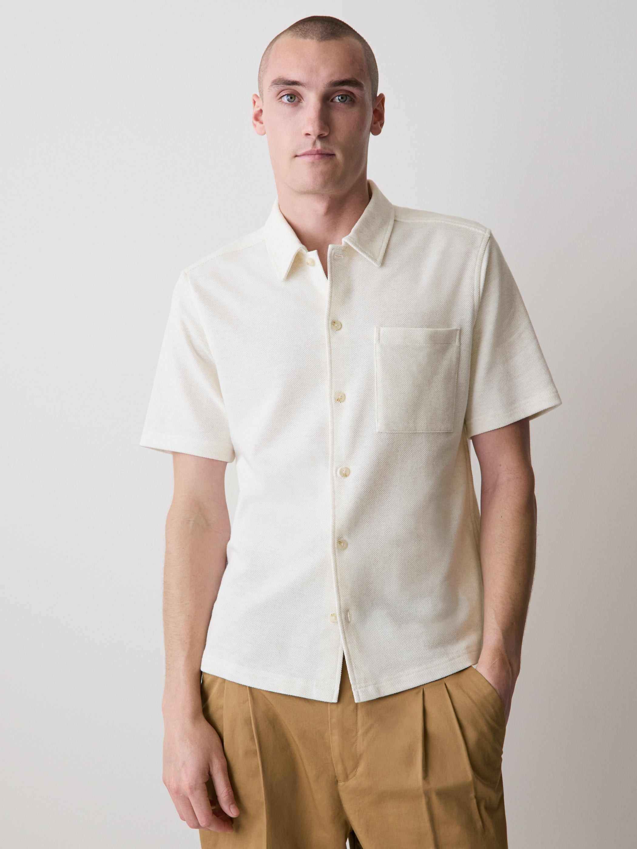 Men's Knit Short Sleeve Shirt Cotton Blend