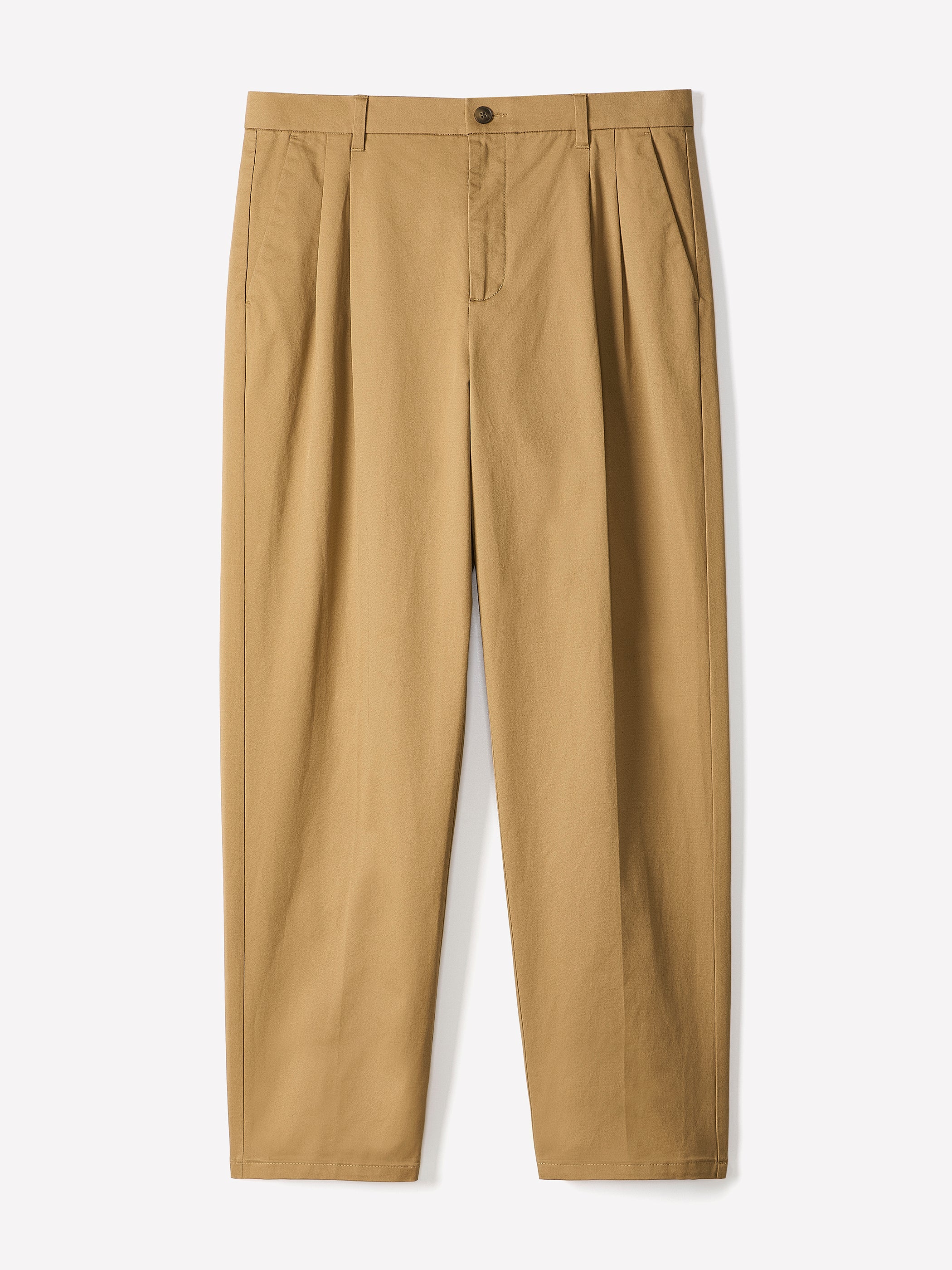 Loose Straight-Leg Pleated Chino Pant