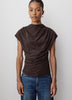 Extended-Sleeve Crew-Neck Draped Top