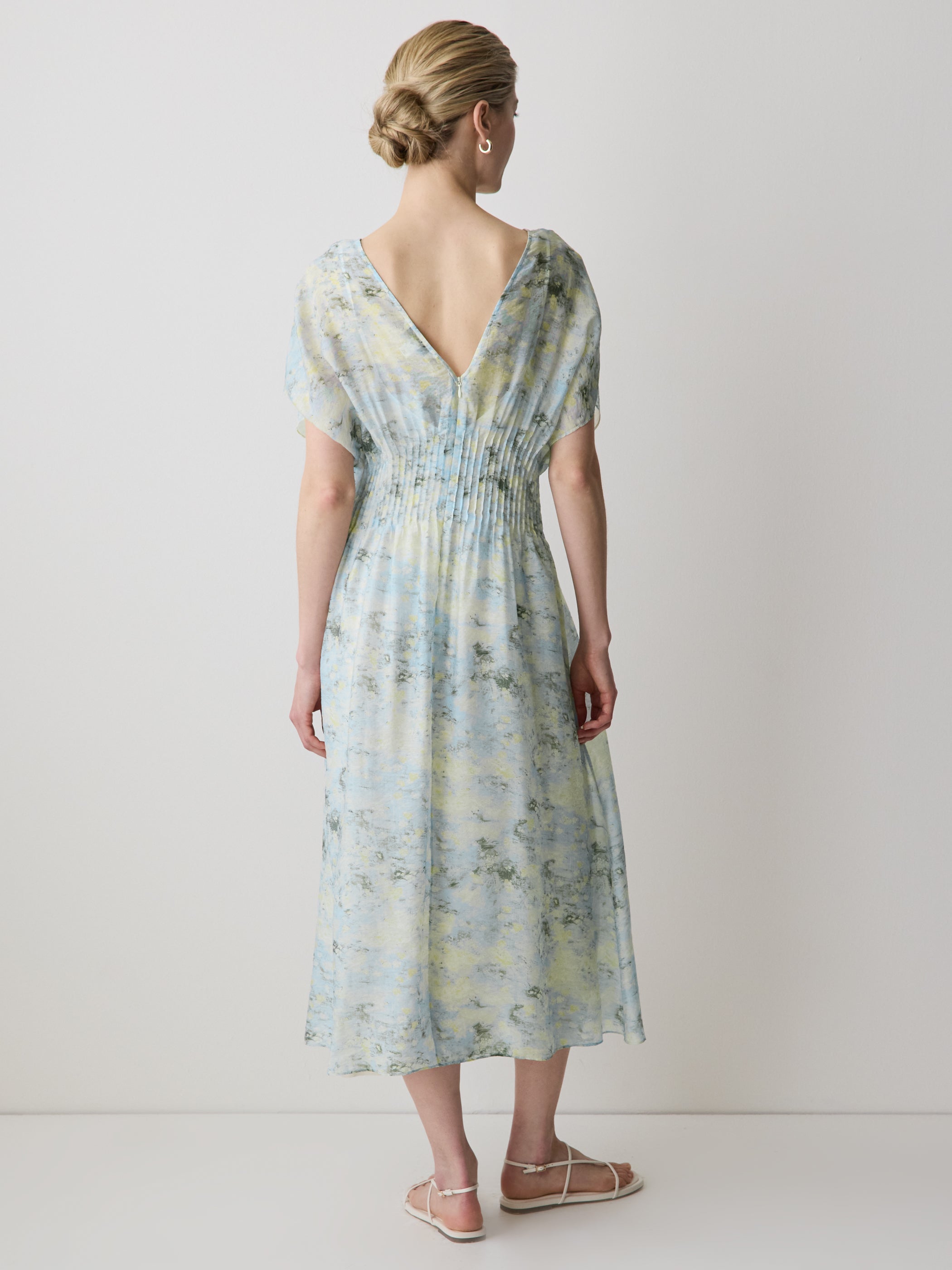 Woven Dress with Lyocell Flutter Sleeves