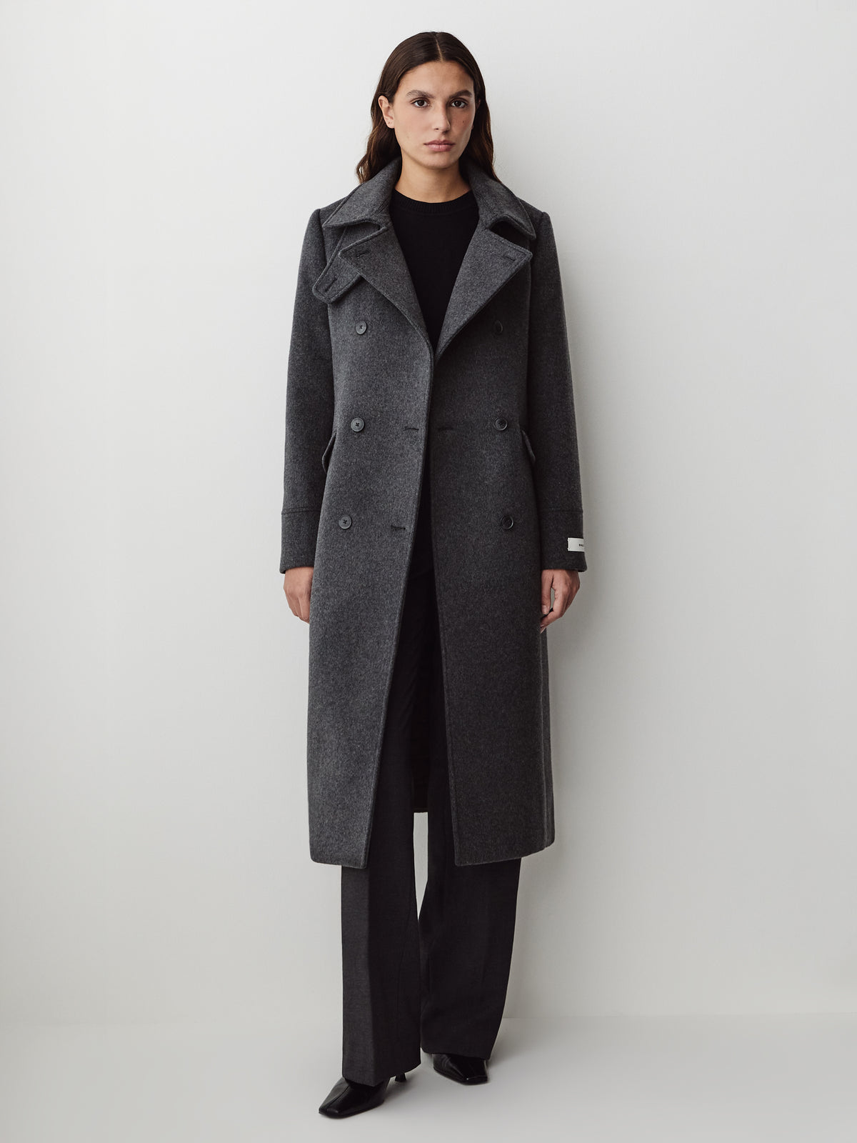 Wool Blend Double Breasted Coat