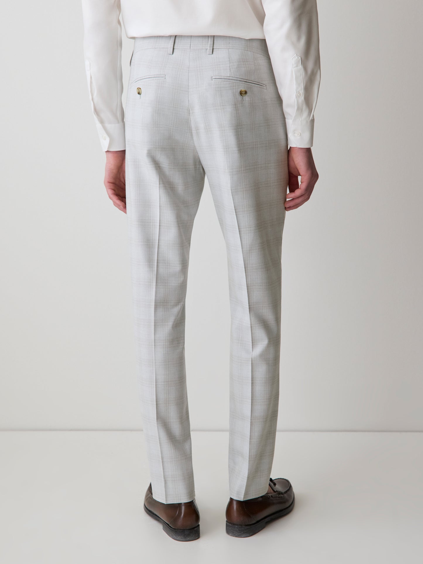 Slim Fit Grey Checkered Suit Pant