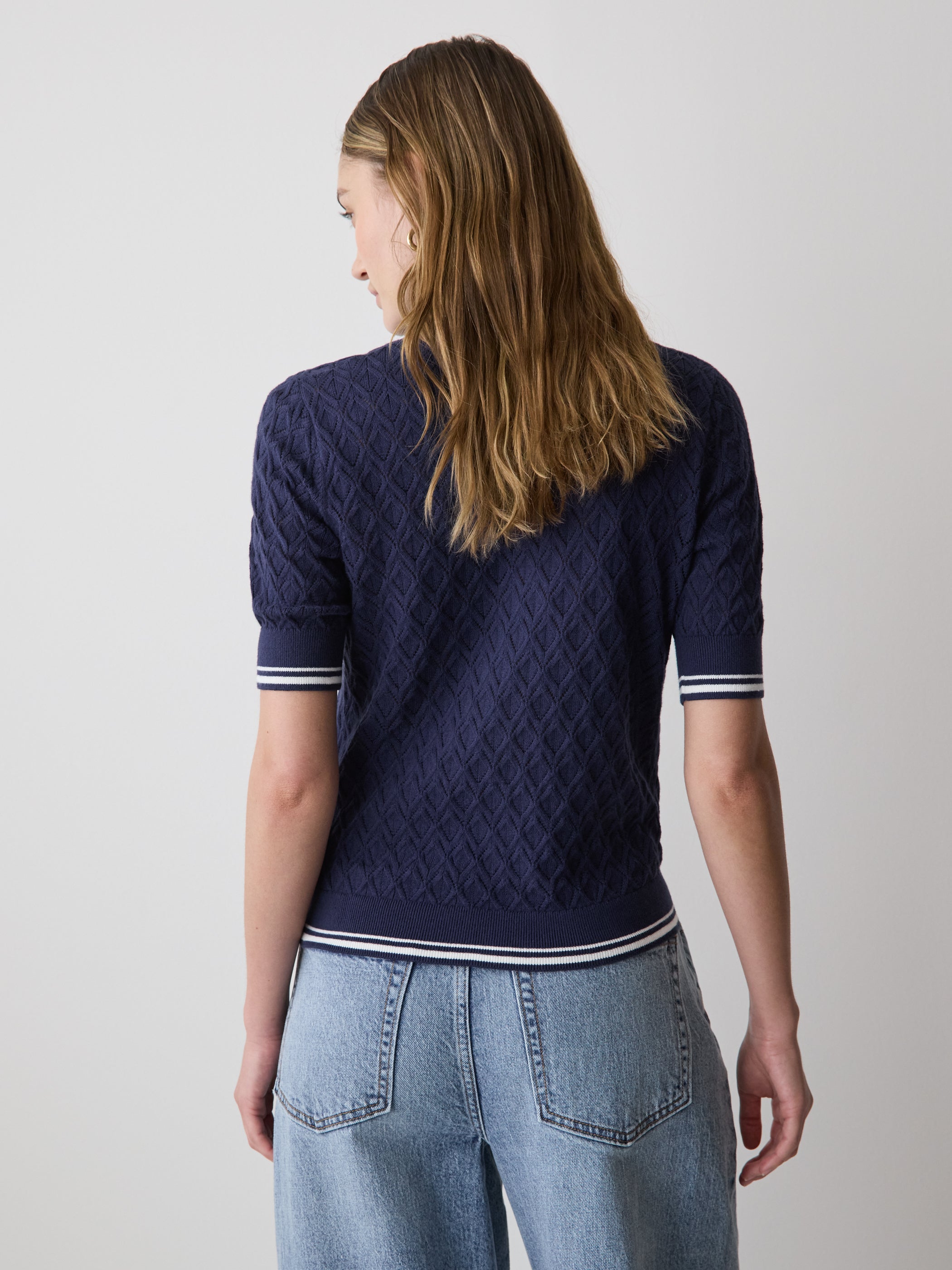 Polo à Manches Courtes en Mailles Pointelle