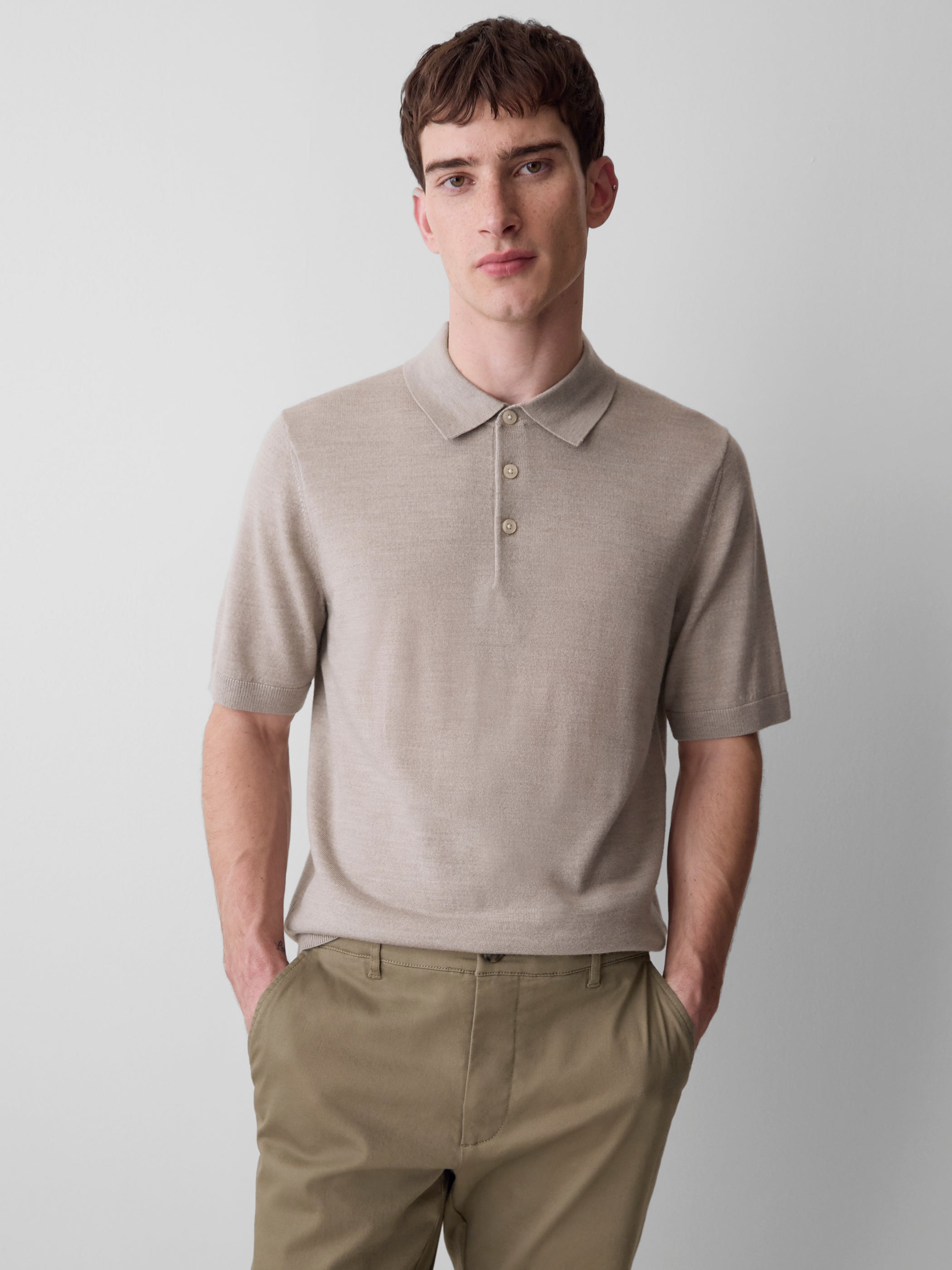 Polo en Laine Mérinos à Manches Courtes