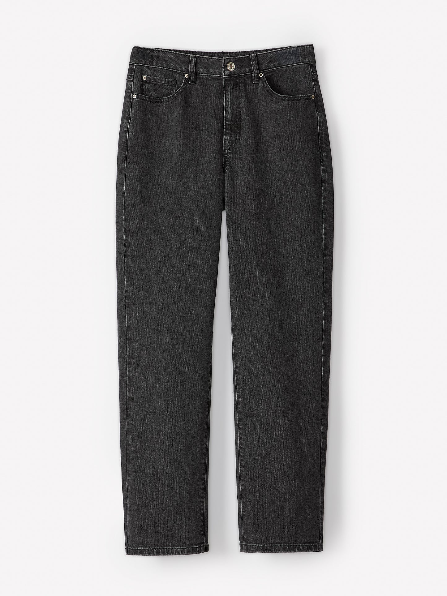 Dark Grey High-Rise Straight-Leg Jeans