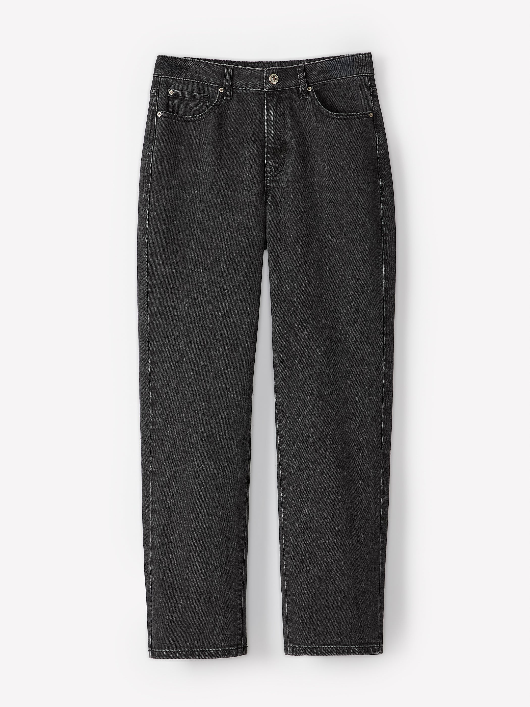 Dark Grey High-Rise Straight-Leg Jeans