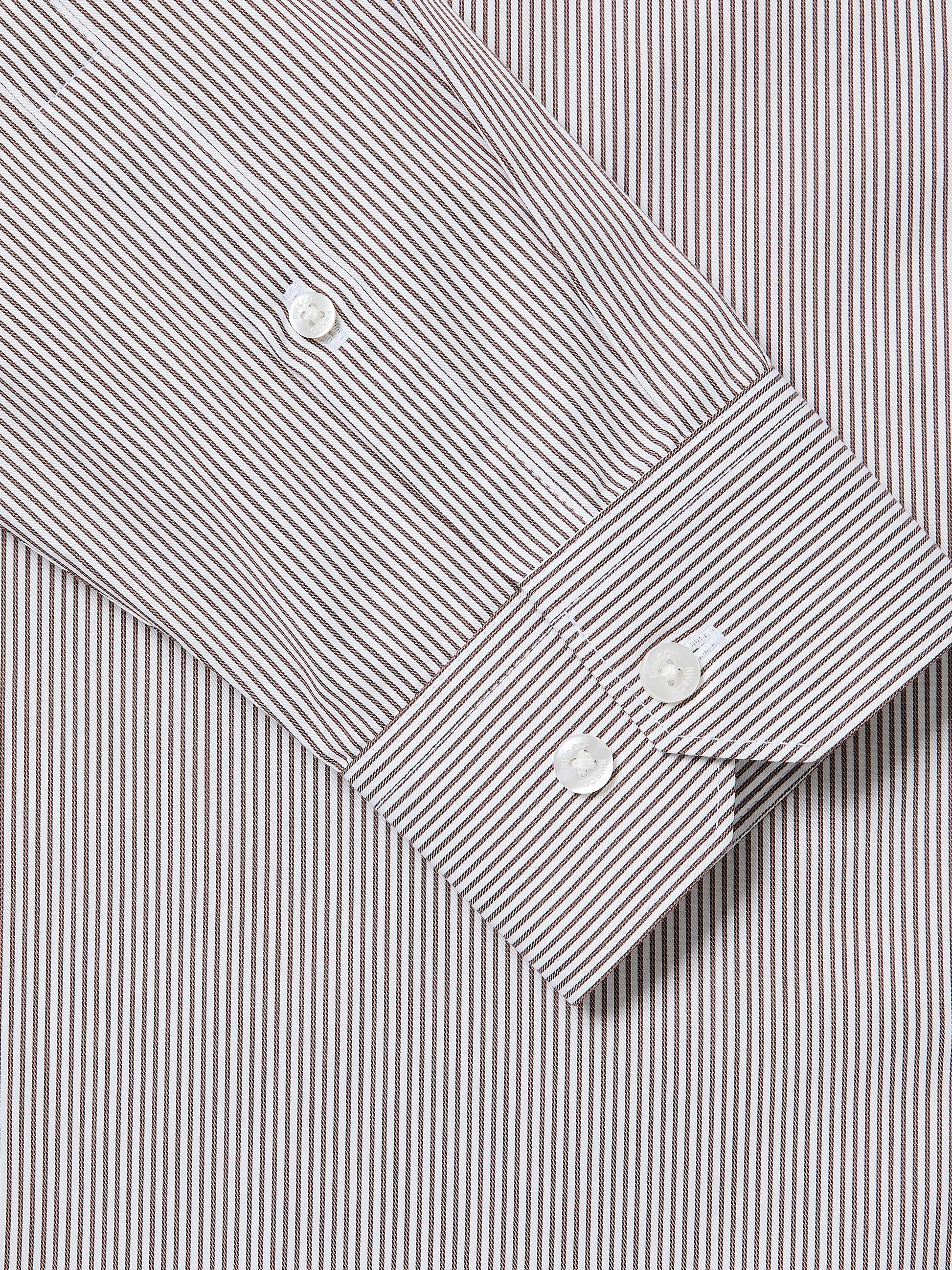 Slim Fit Cotton Woven Shirt Rust Stripe