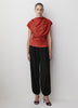 Extended-Sleeve Crew-Neck Draped Top