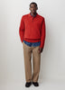Lambswool Long-Sleeve Polo Sweater