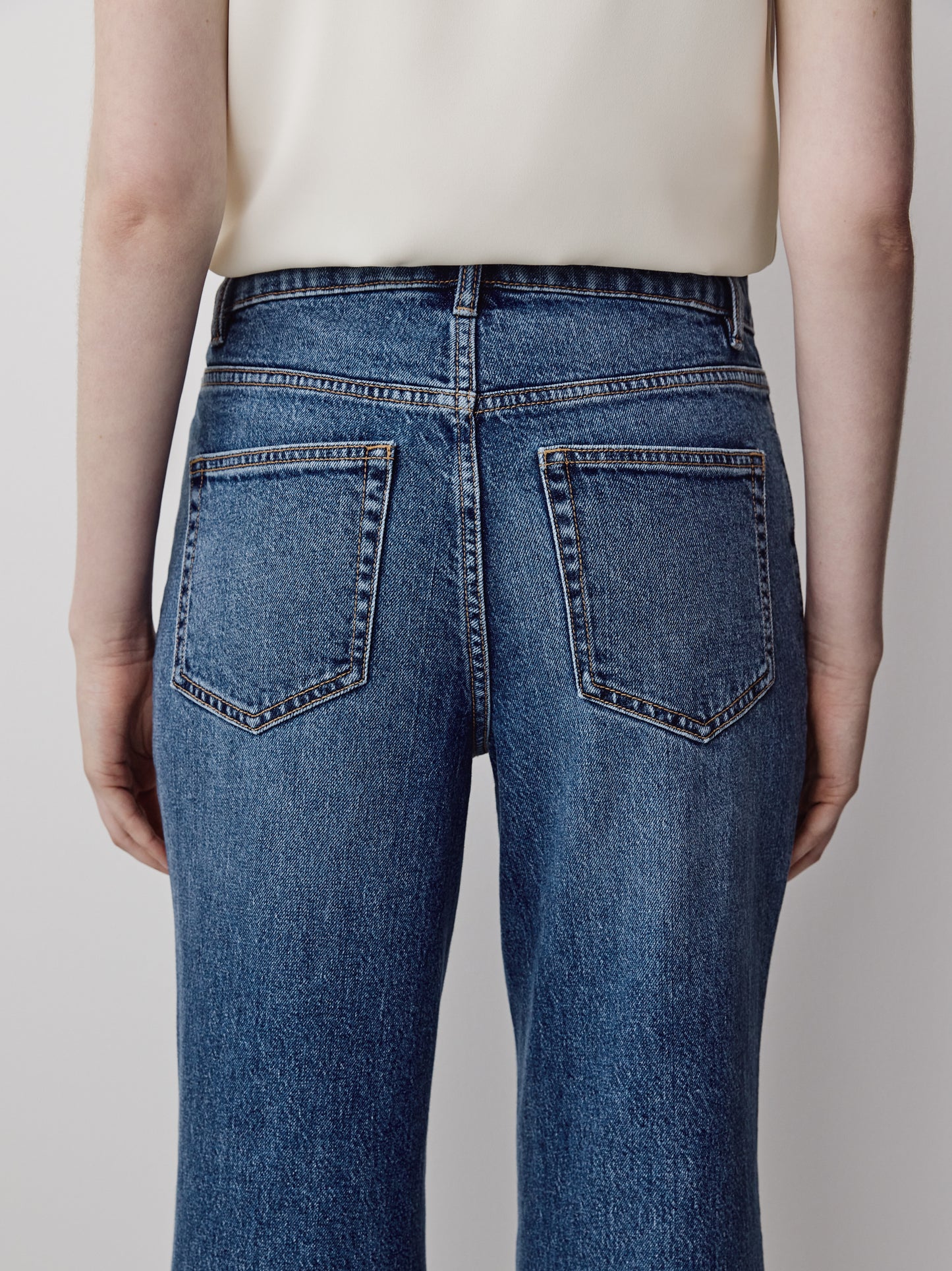 Woven Denim Pant High Rise Wide Leg