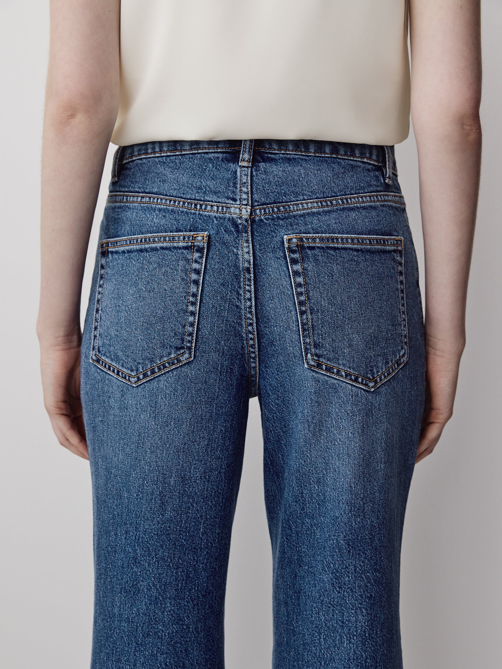 Woven Denim Pant High Rise Wide Leg