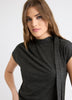 Extended-Sleeve Mock-Neck Top with Tie