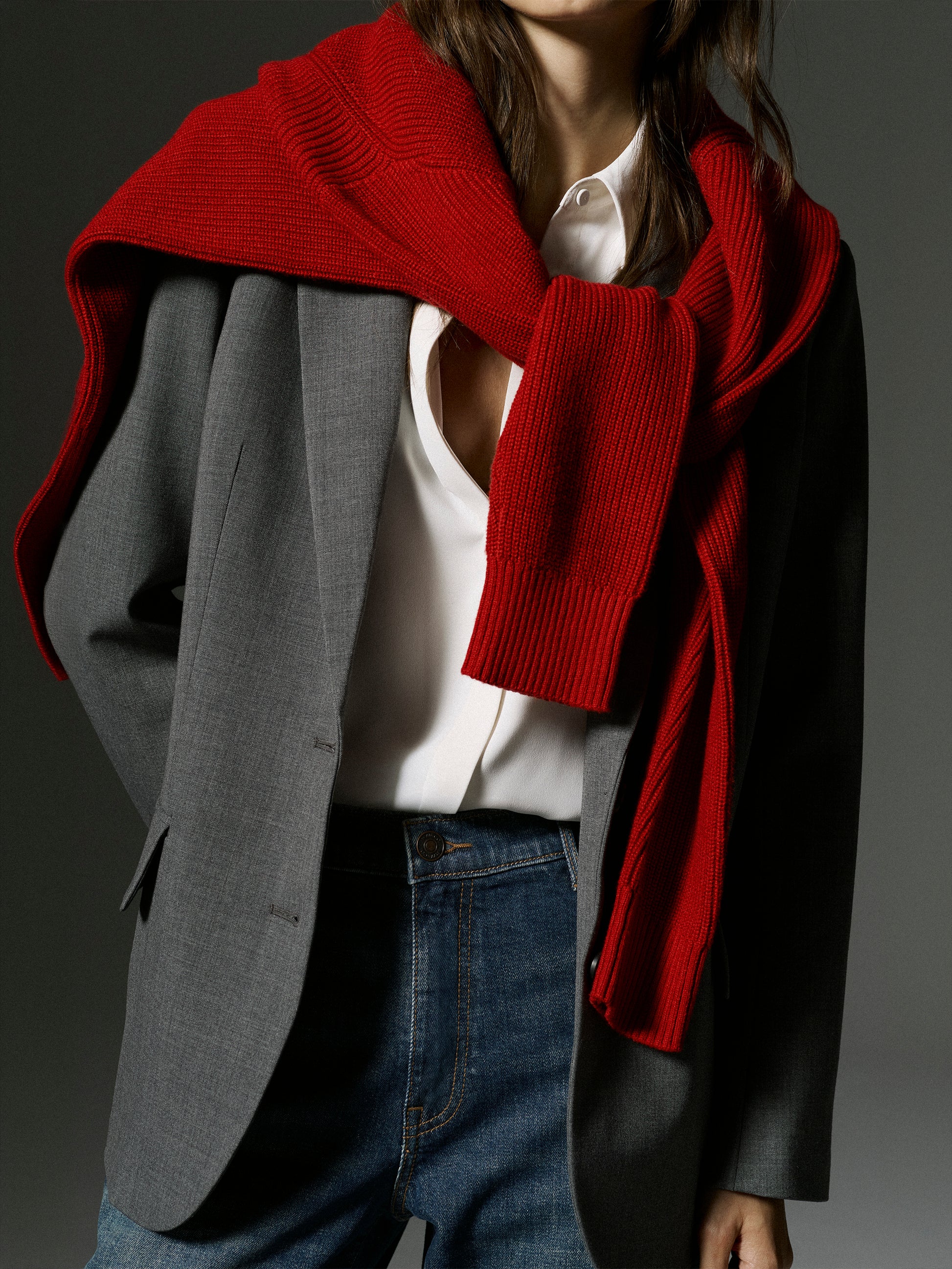 Relaxed-Fit Two-Button Twill Blazer