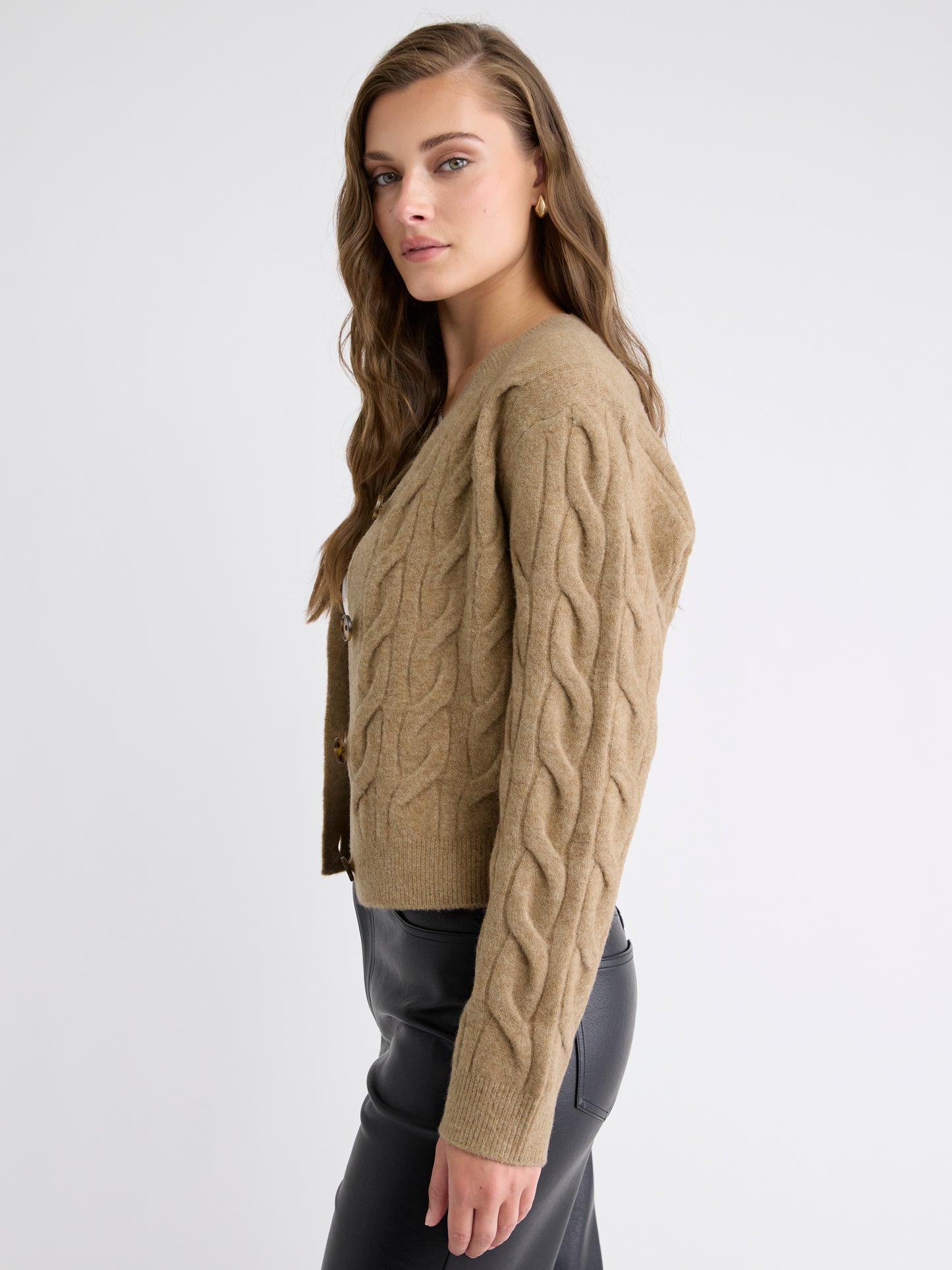 Long-Sleeve Cable-Stitch Cardigan