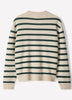 Mens Lambswool Crew Neck Knit Sweater with Stripe