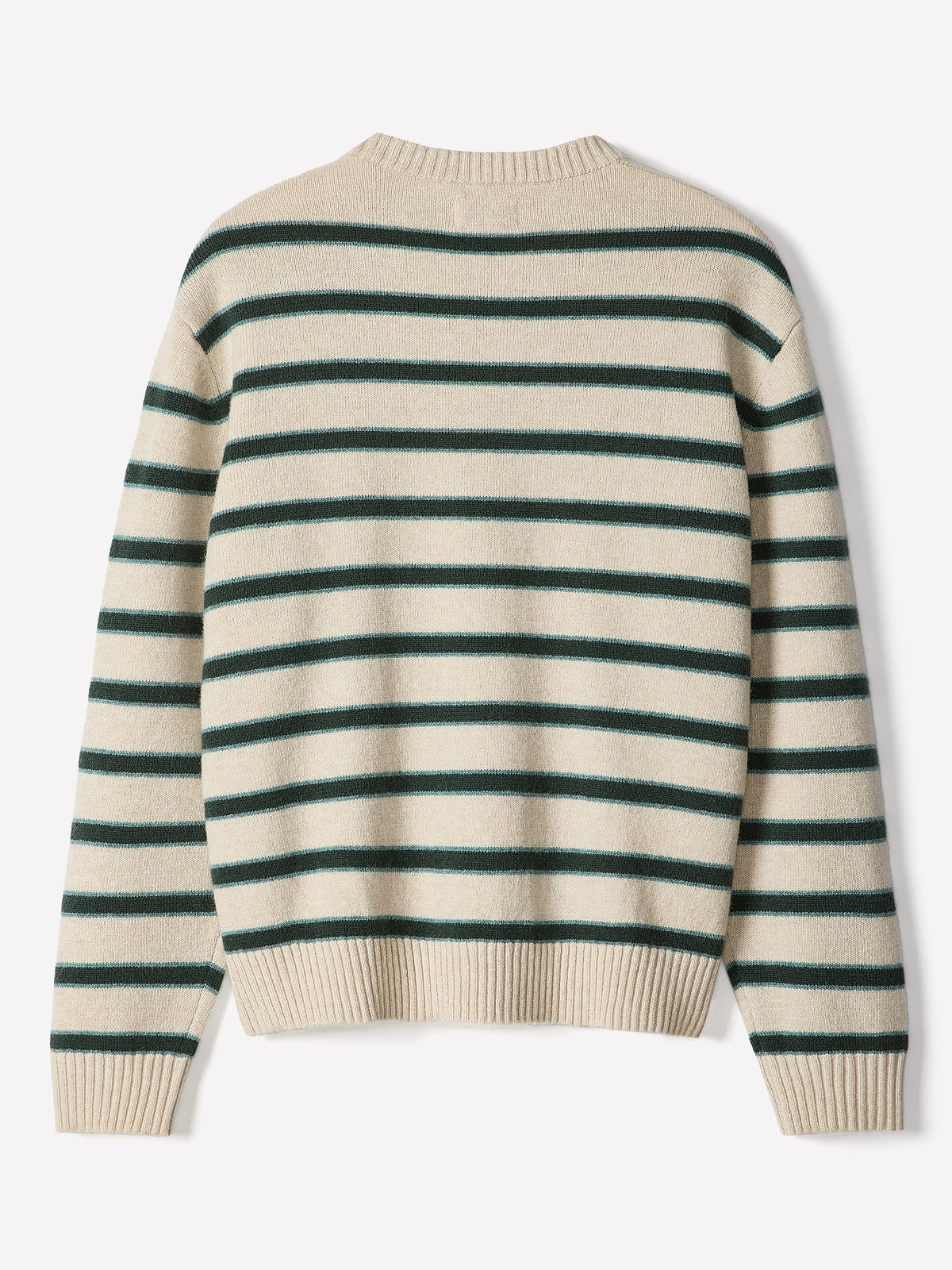 Mens Lambswool Crew Neck Knit Sweater with Stripe