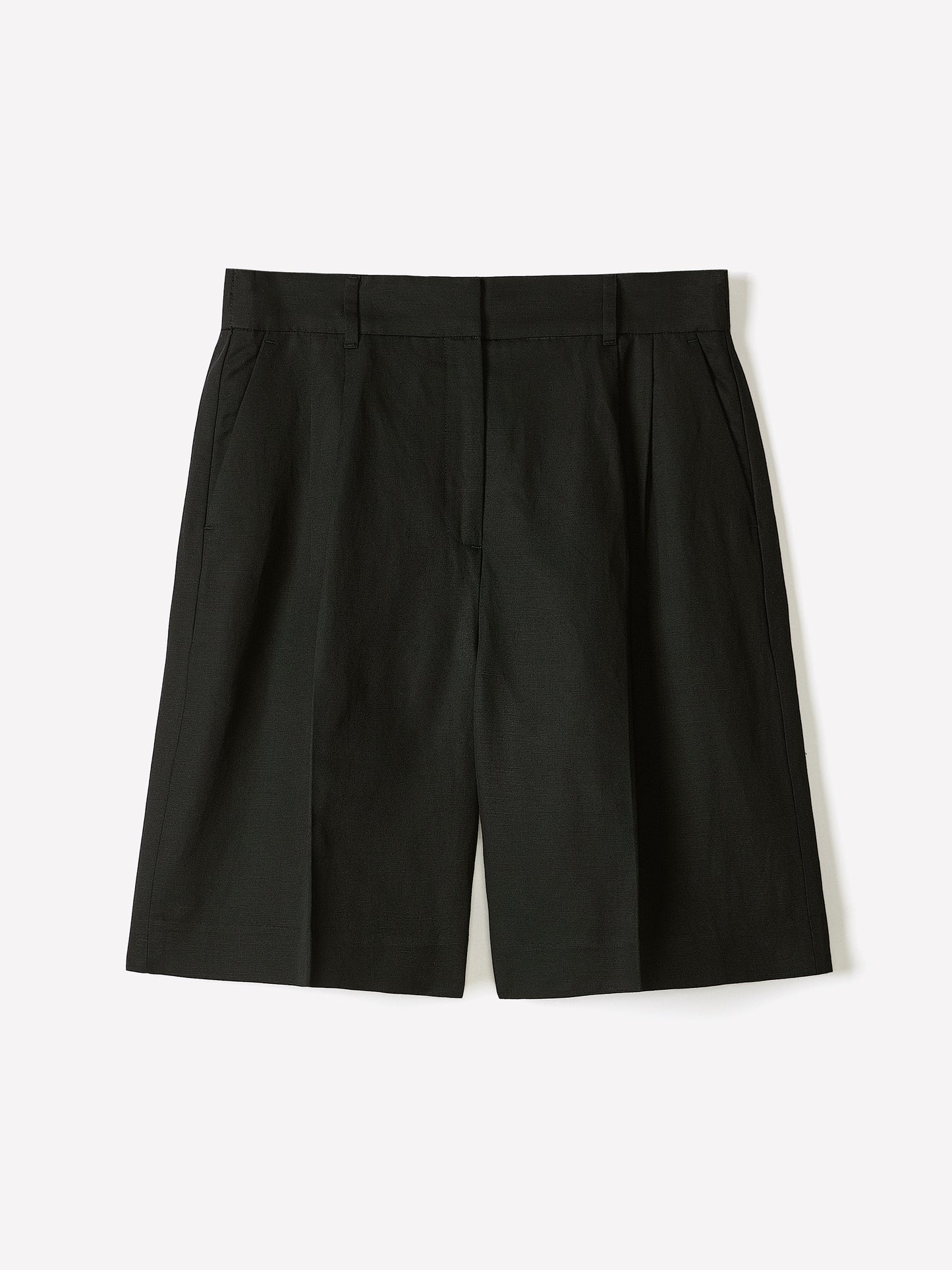 Linen-Blend High-Rise Bermuda Shorts