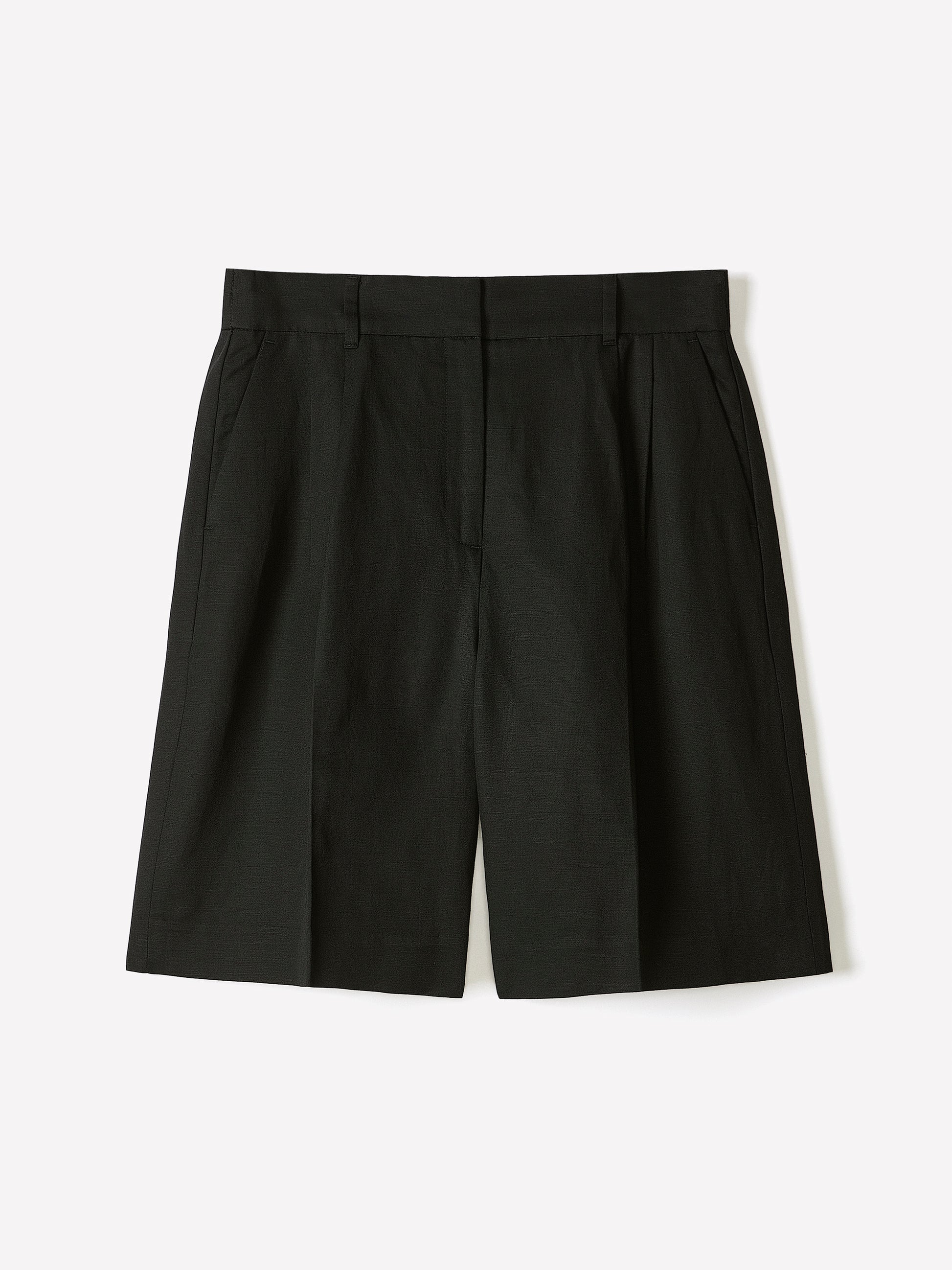Linen-Blend High-Rise Bermuda Shorts