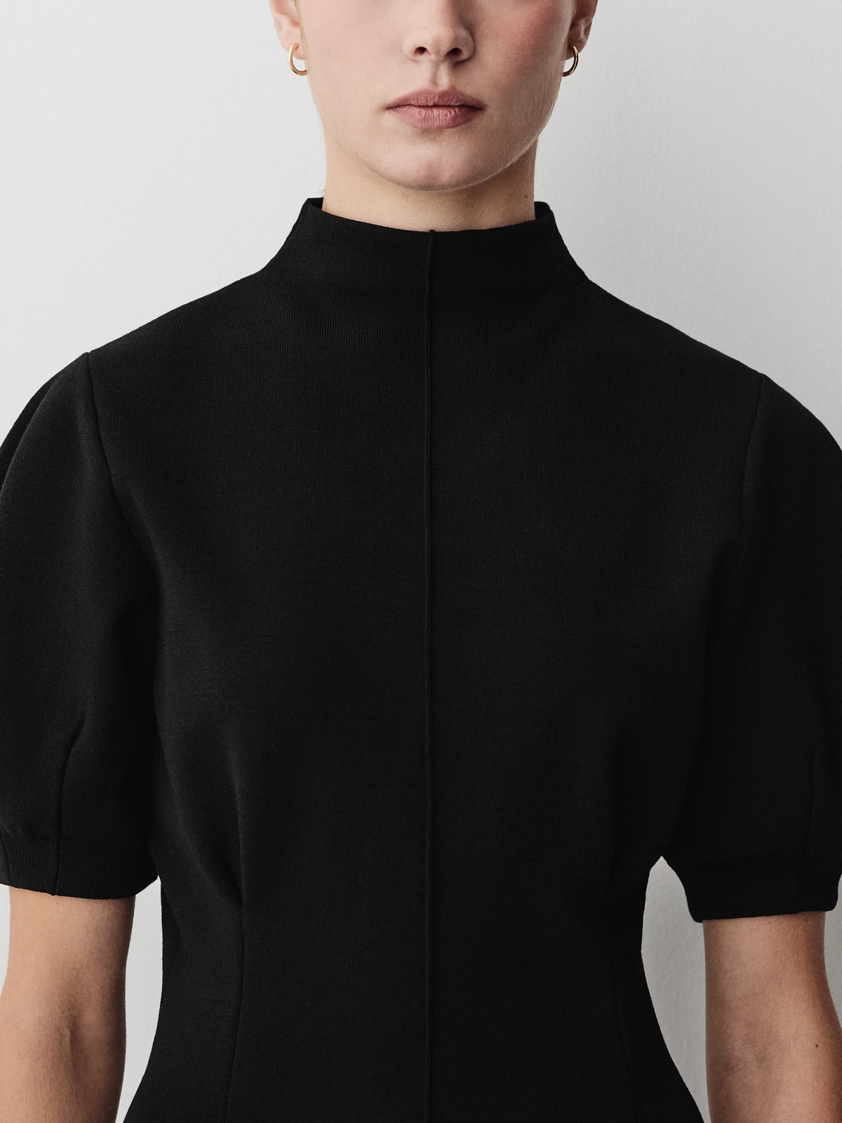 Short-Sleeve Mock-Neck Hourglass Sweater Dress