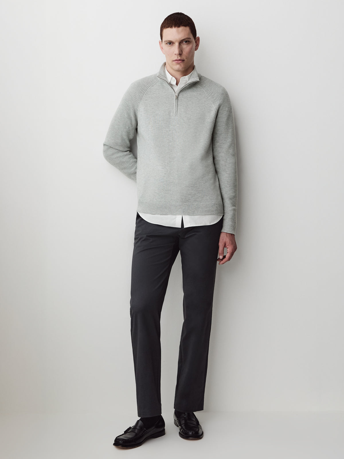 Long-Sleeve Half-Zip Mock-Neck Sweater