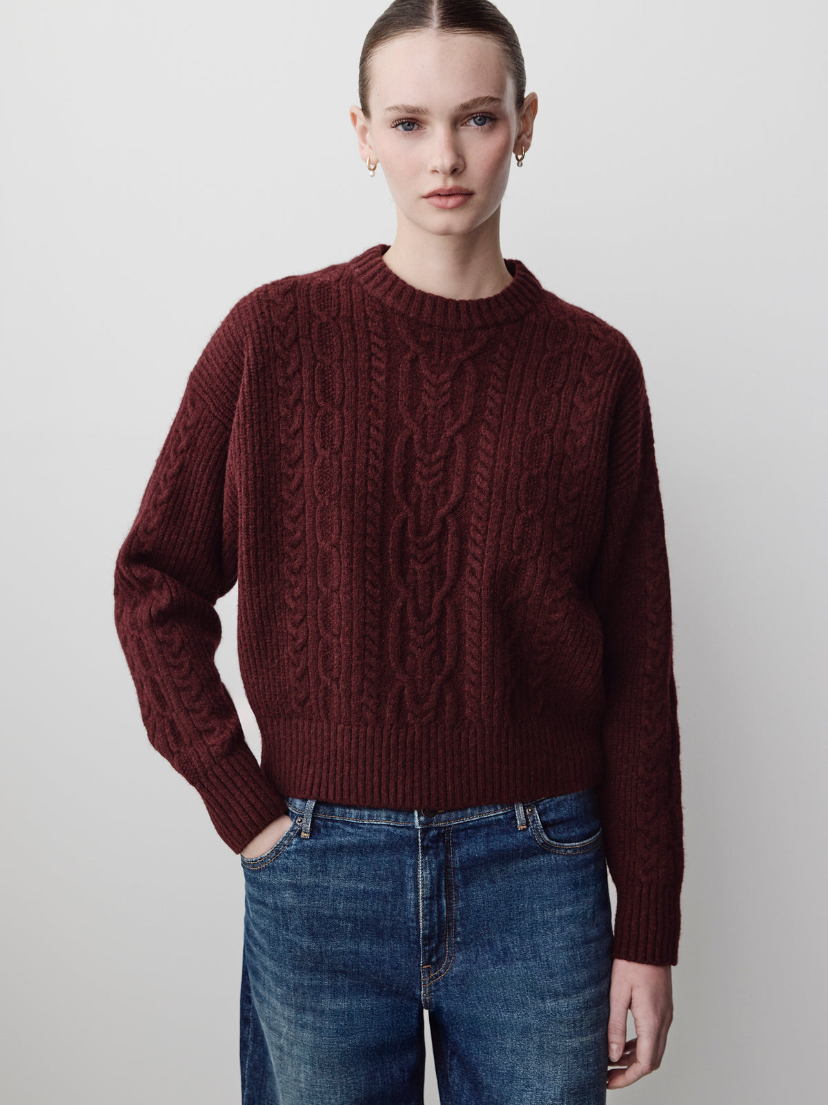 Cable Stitch Long Sleeve Pullover Sweater