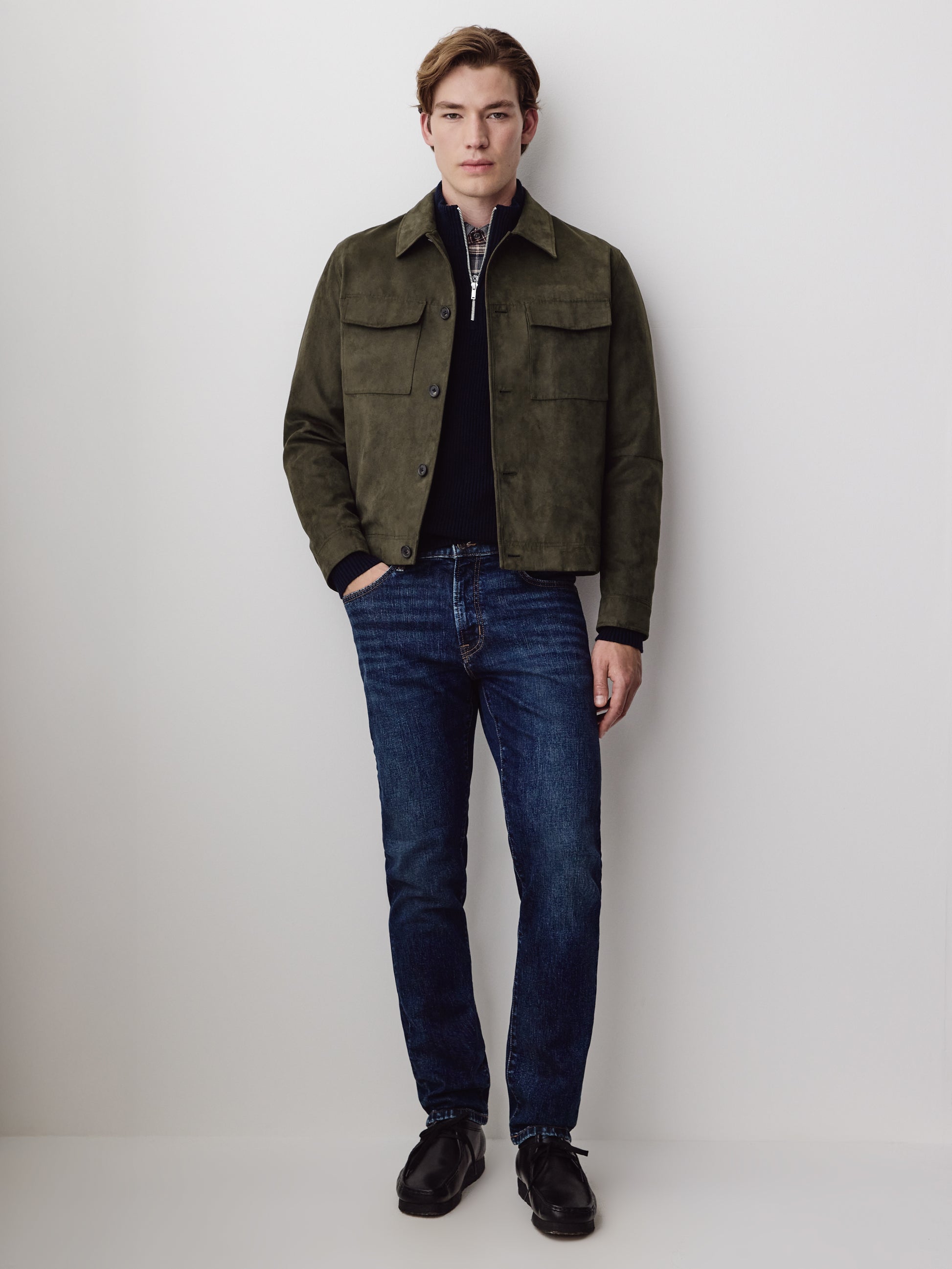 Men's Knit Cotton Cashmere Mock Zip Sweater