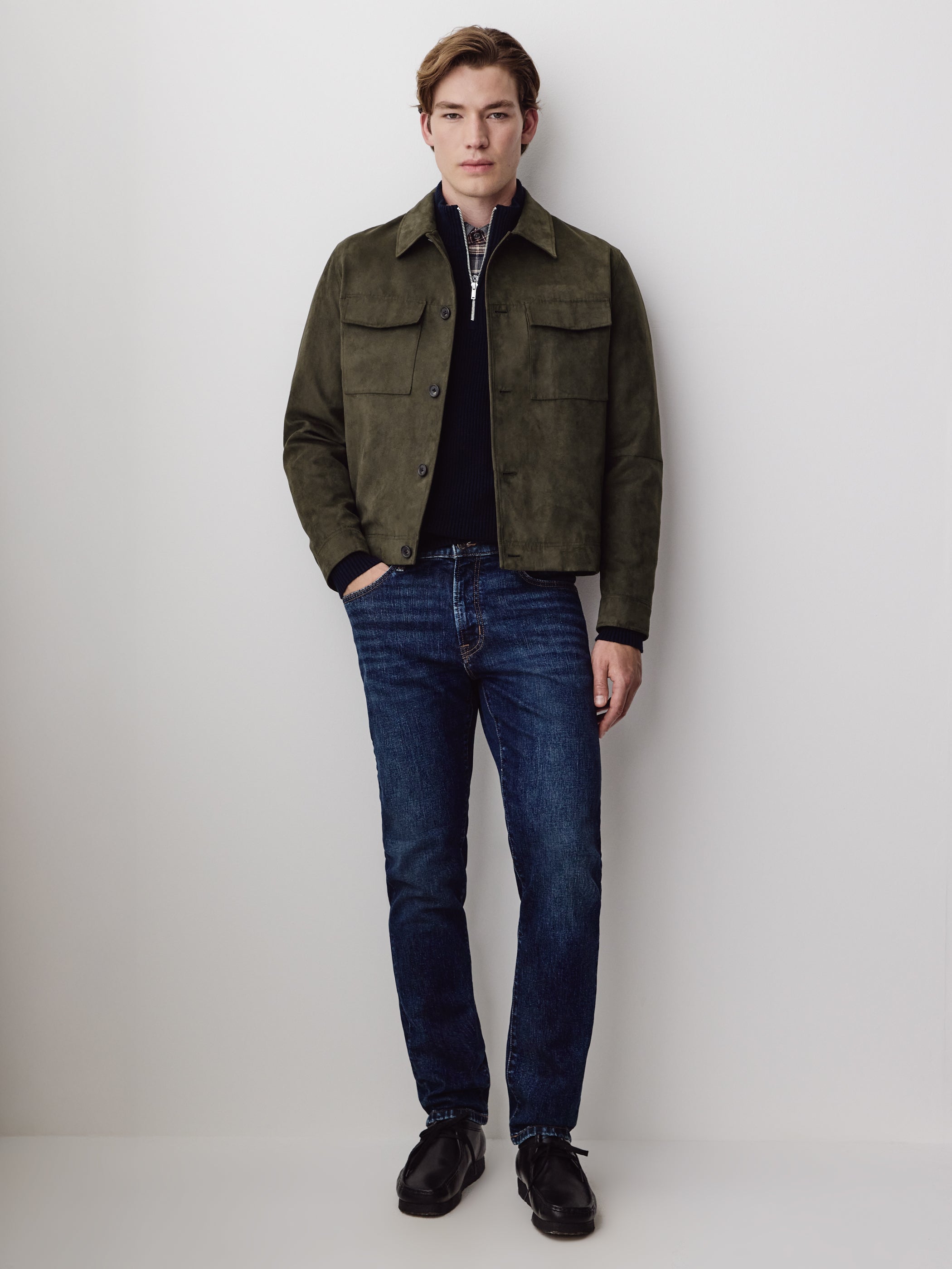 Men's Knit Cotton Cashmere Mock Zip Sweater