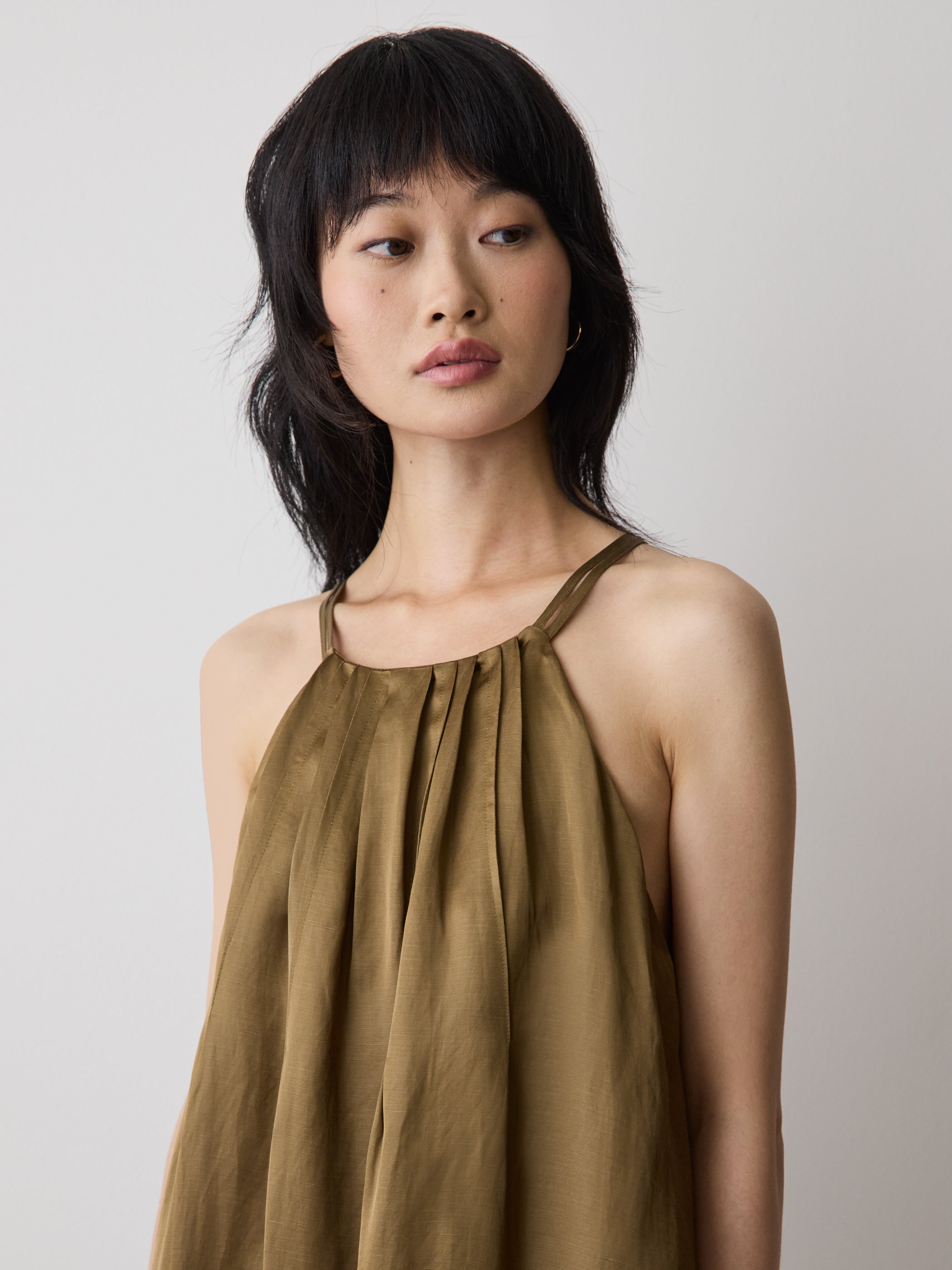 Sleeveless Halter-Neck Midi Dress