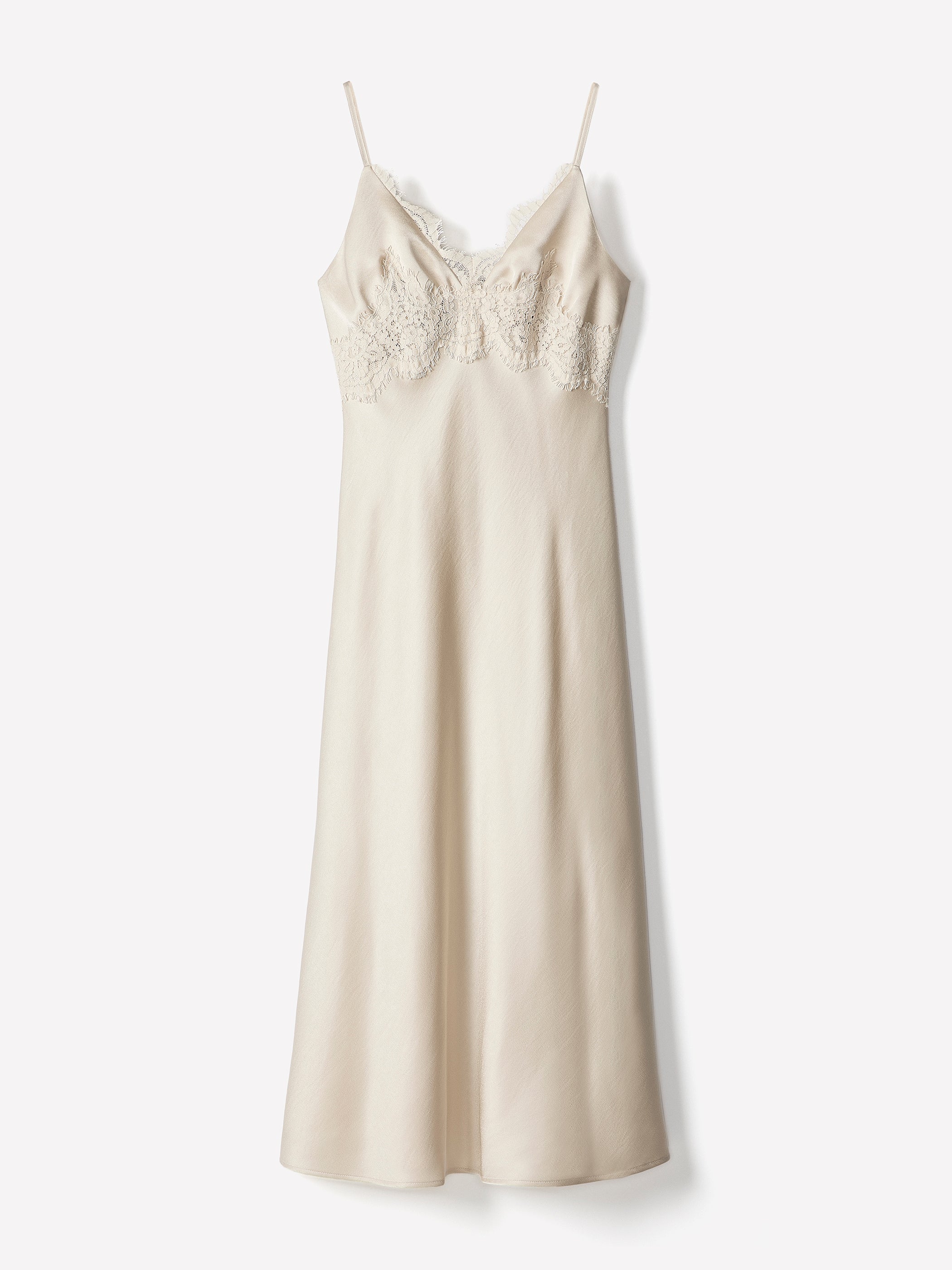 Woven Satin Lace Cami Dress