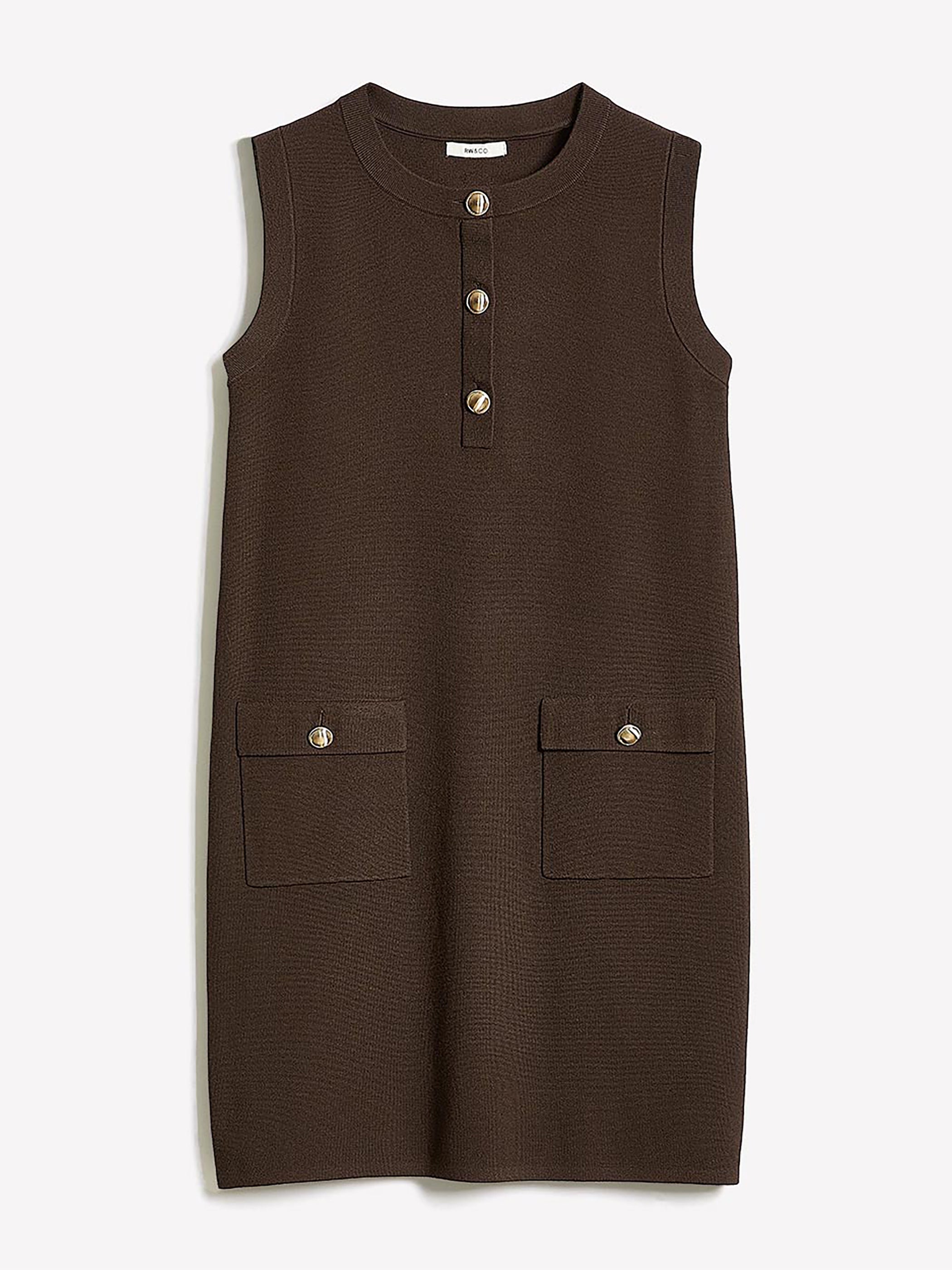 Mini-Robe en Tricot Sans Manches à Col Rond