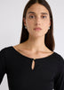 Long-Sleeve Scoop-Neck Ribbed Top
