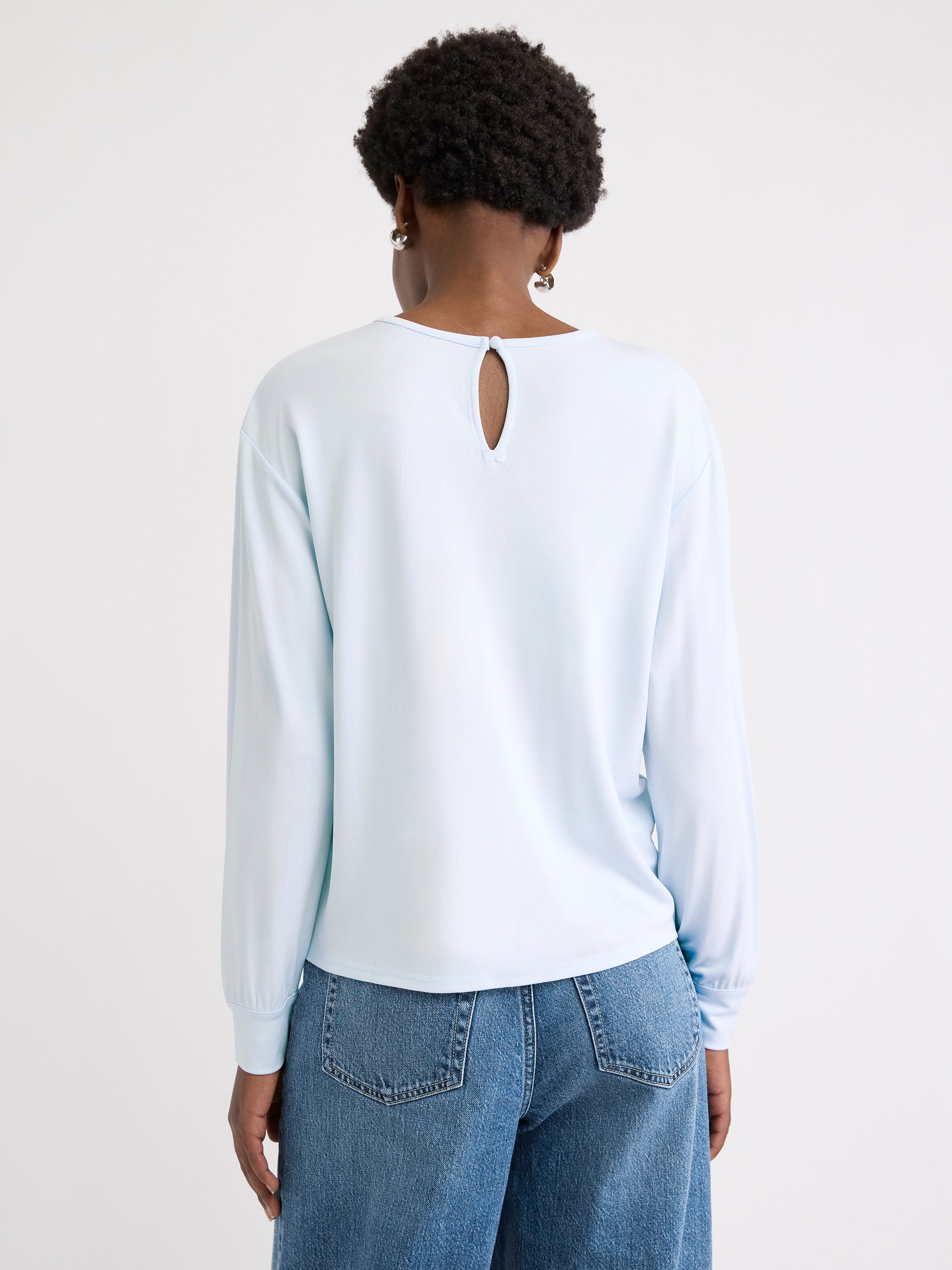 Haut à Manches Longues à Col Rond Froncé