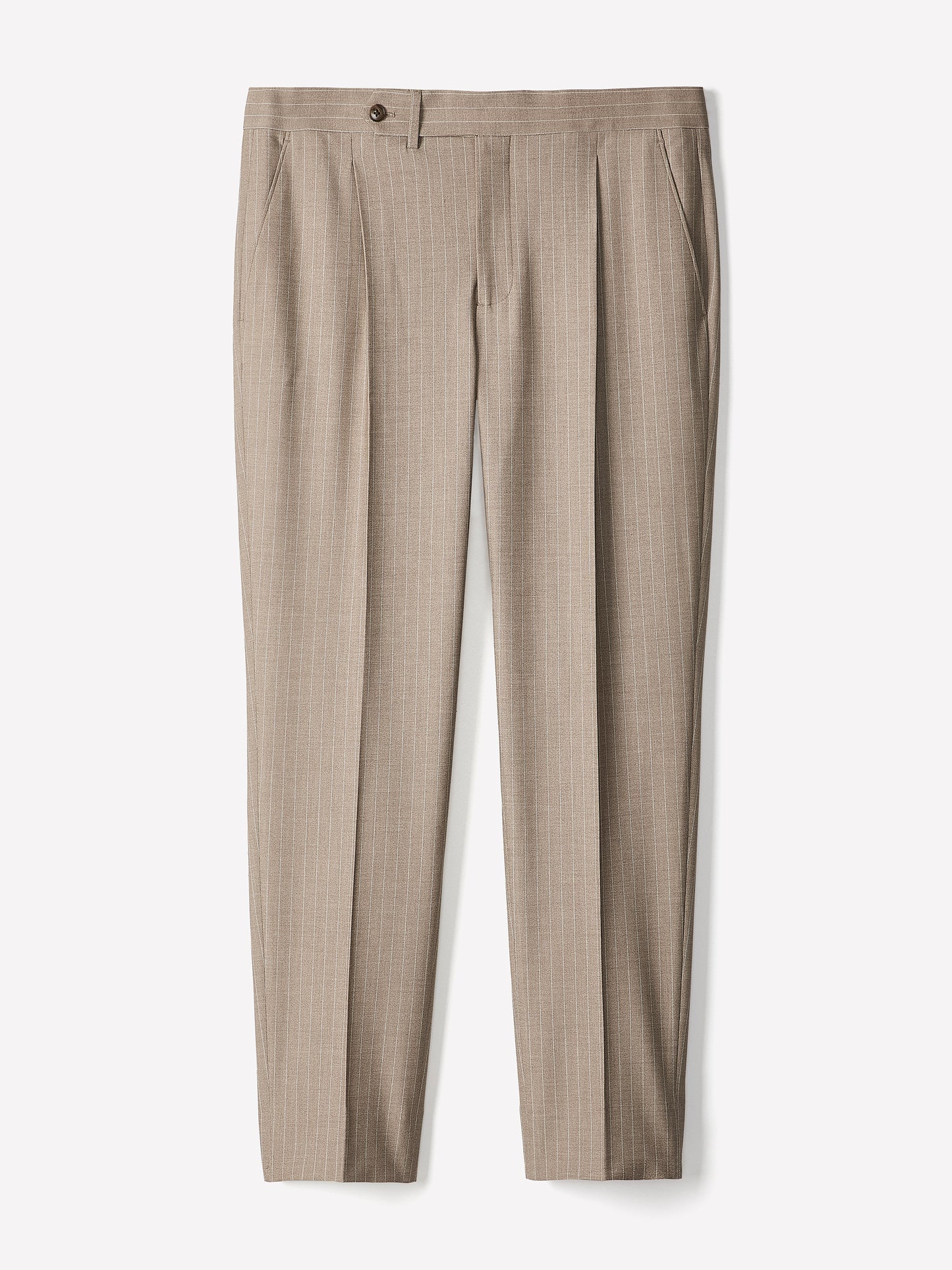 Tapered Taupe Pinstripe Woven Pant