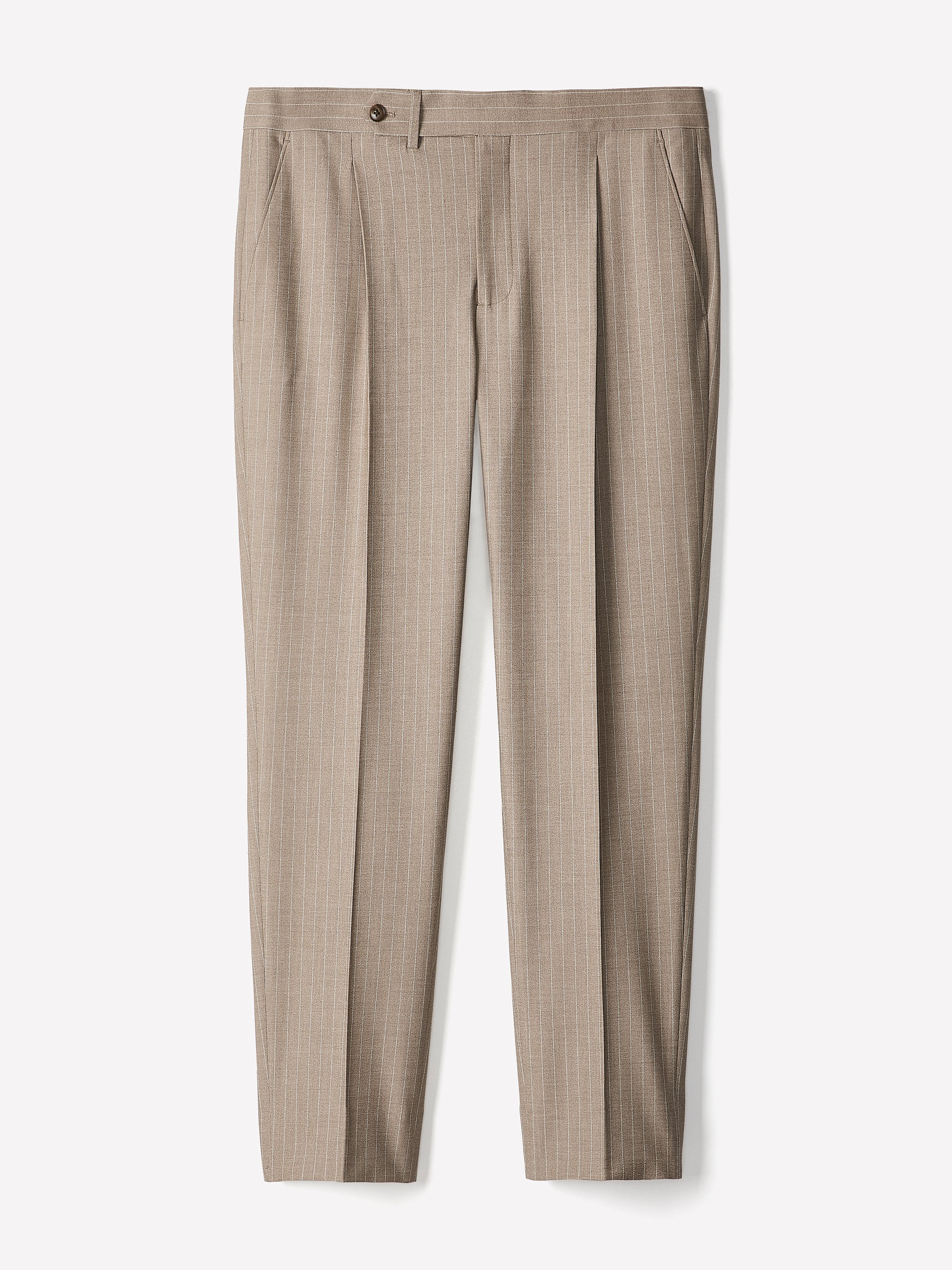 Tapered Taupe Pinstripe Woven Pant