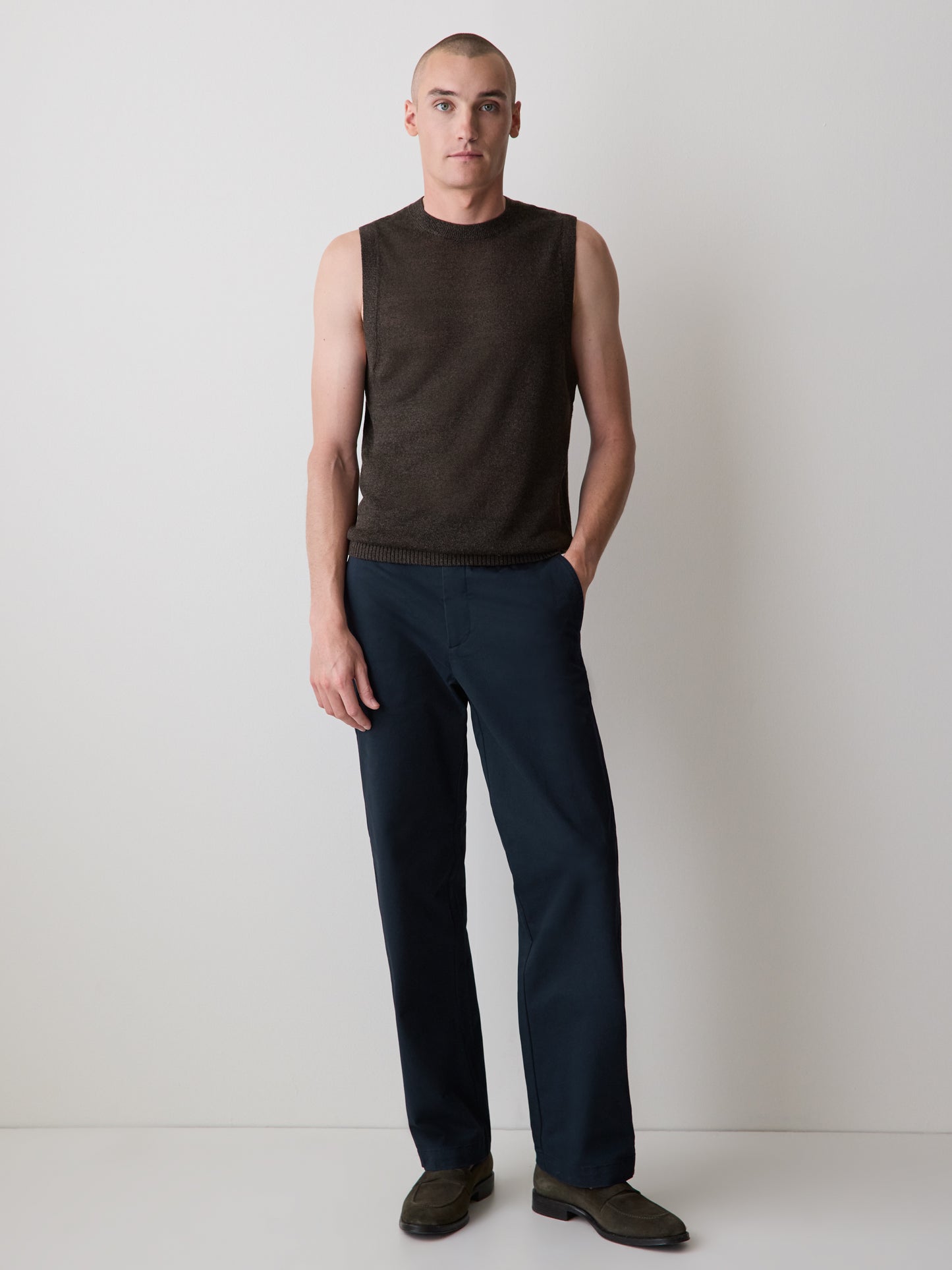 Linen-Blend Sleeveless Crew-Neck Sweater