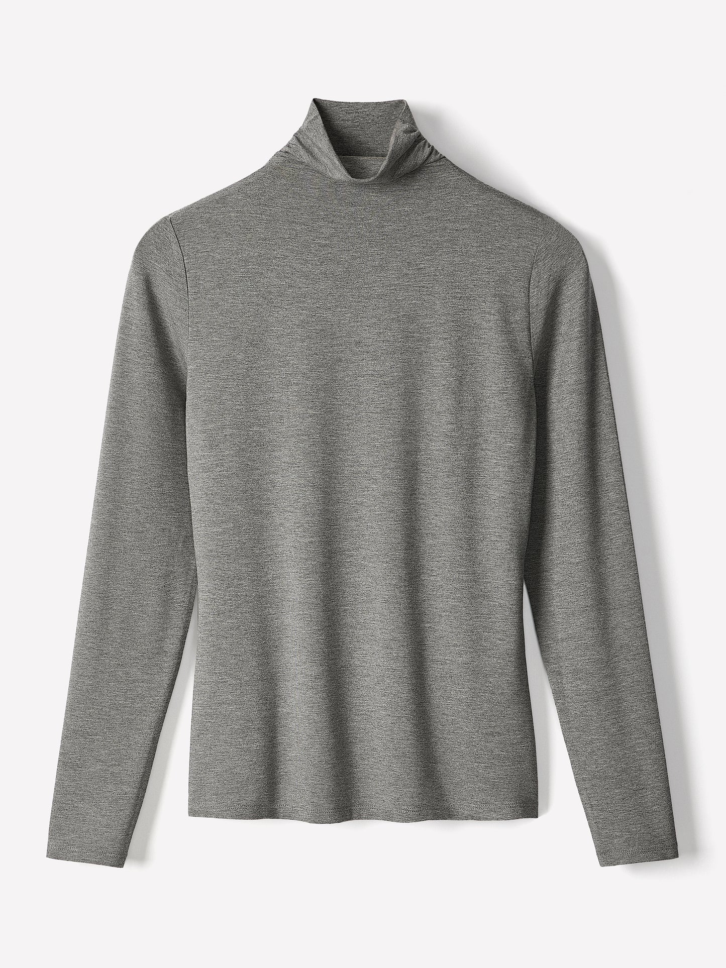 Knit Pullover Fitted Stretch Viscose Mock Neck