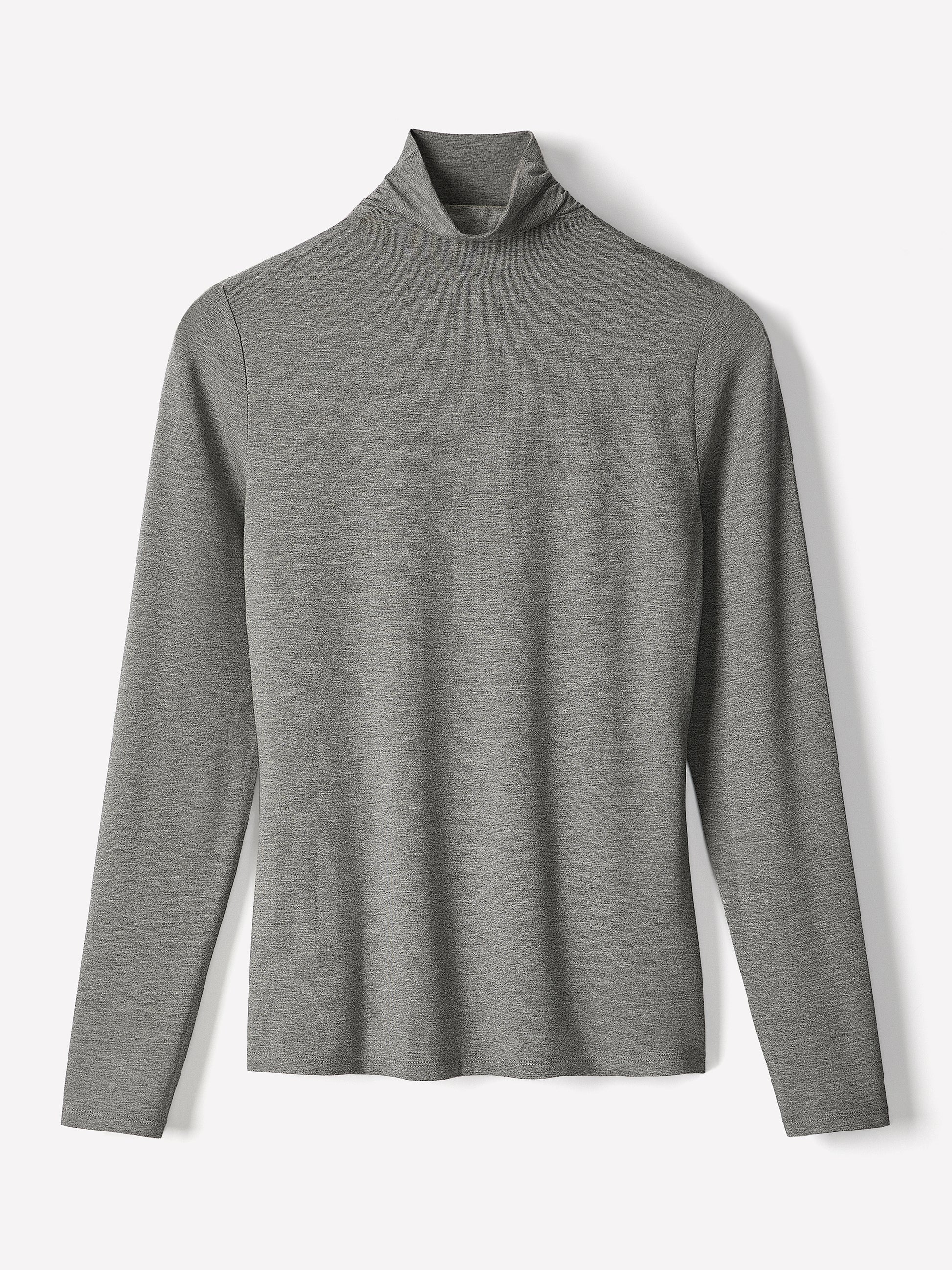Knit Pullover Fitted Stretch Viscose Mock Neck