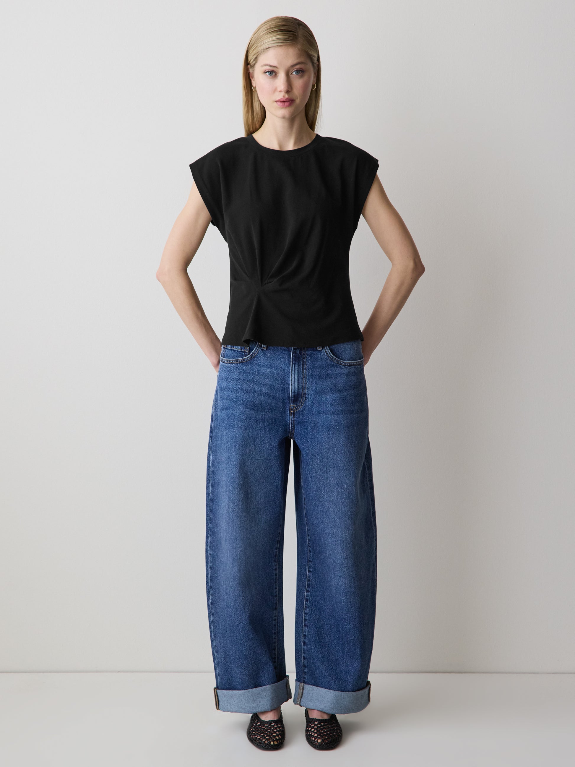 Knit Blouse Organic Cotton Extended Sleeve