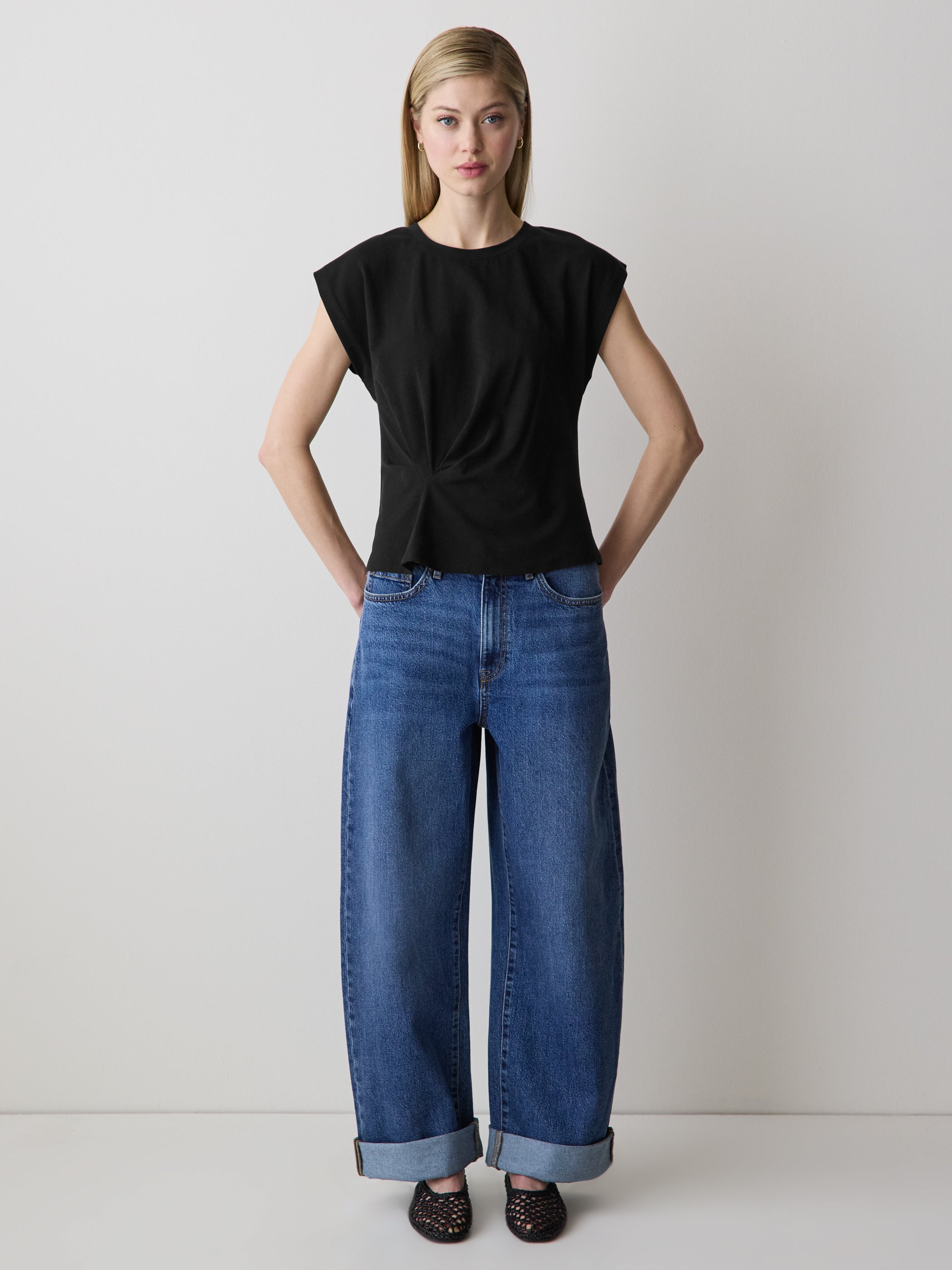 Knit Blouse Organic Cotton Extended Sleeve