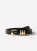 Slim Leather Belt with Sculptural Buckle