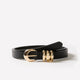 Slim Leather Belt with Sculptural Buckle