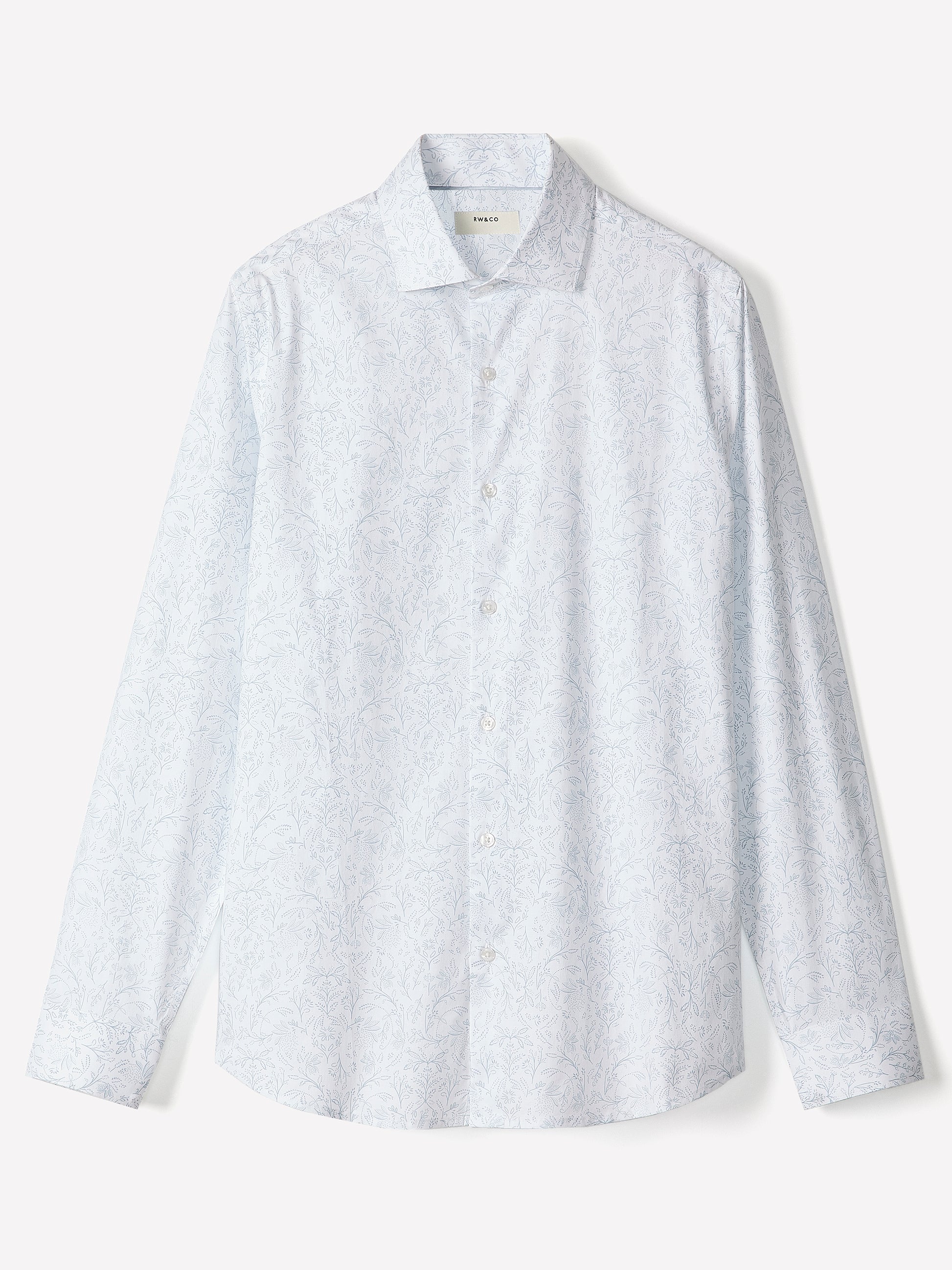 Slim Fit Cotton Blend Shirt with Floral Pattern