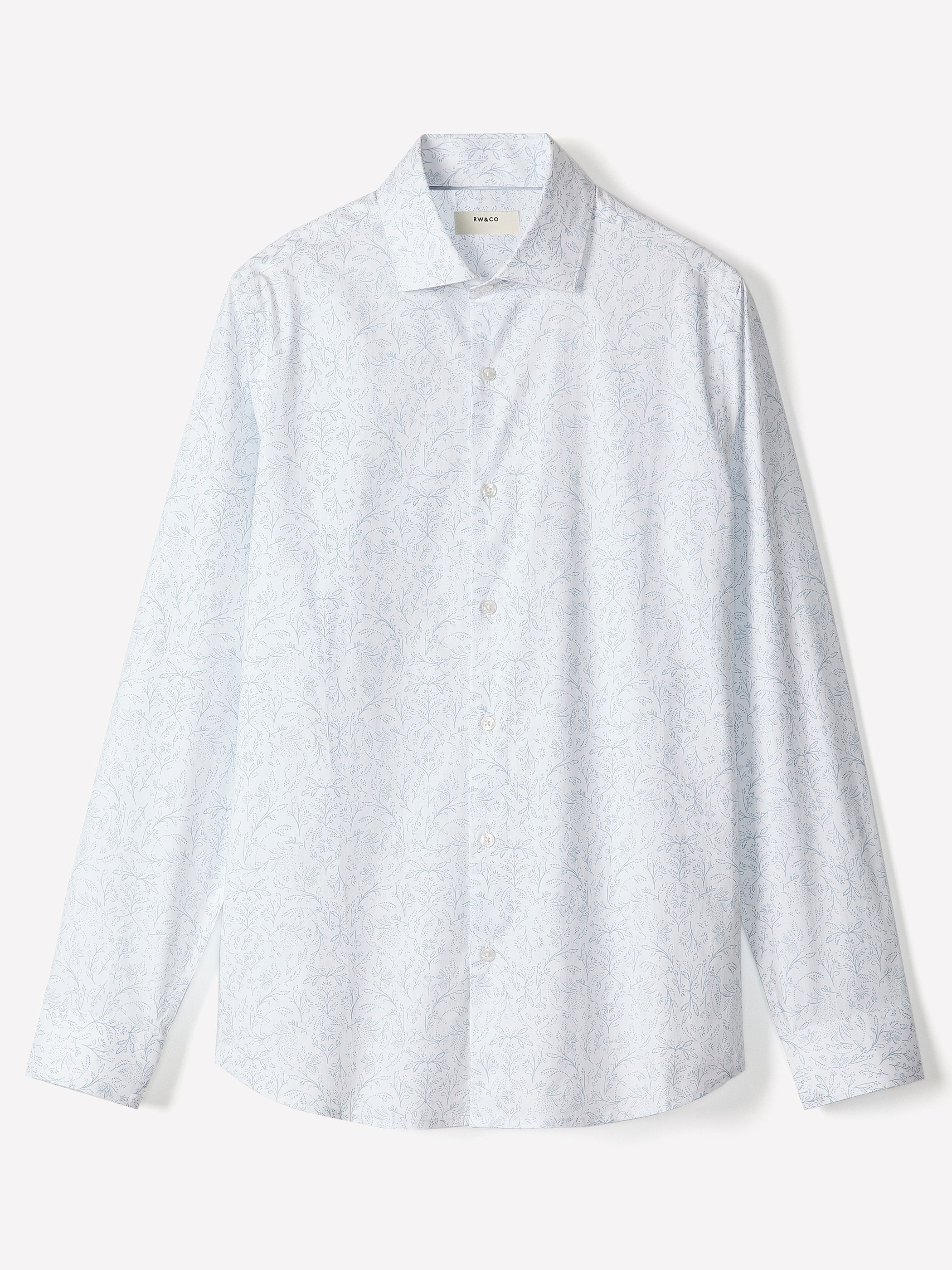 Slim Fit Cotton Blend Shirt with Floral Pattern