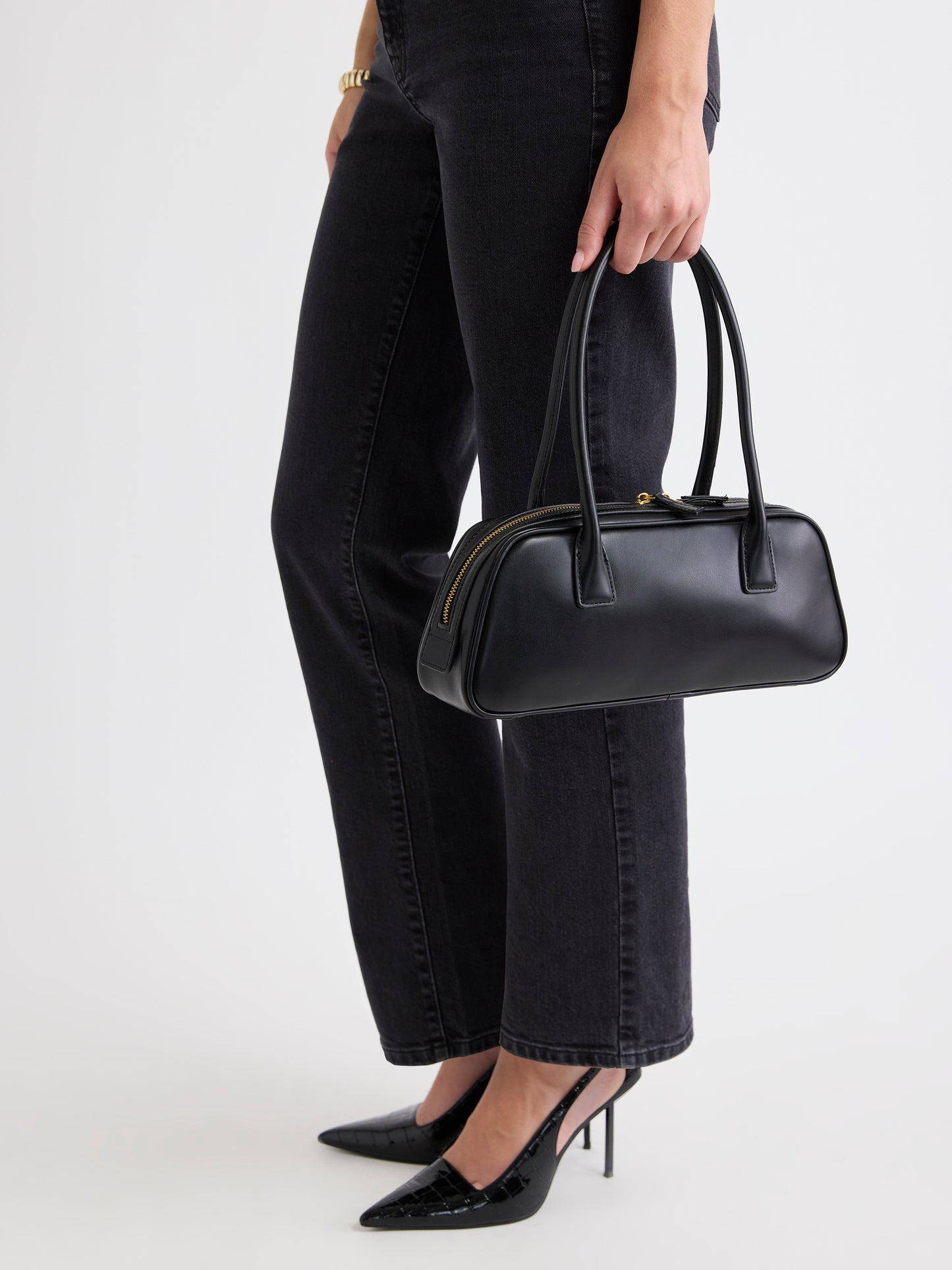 Faux Leather East-West Bag