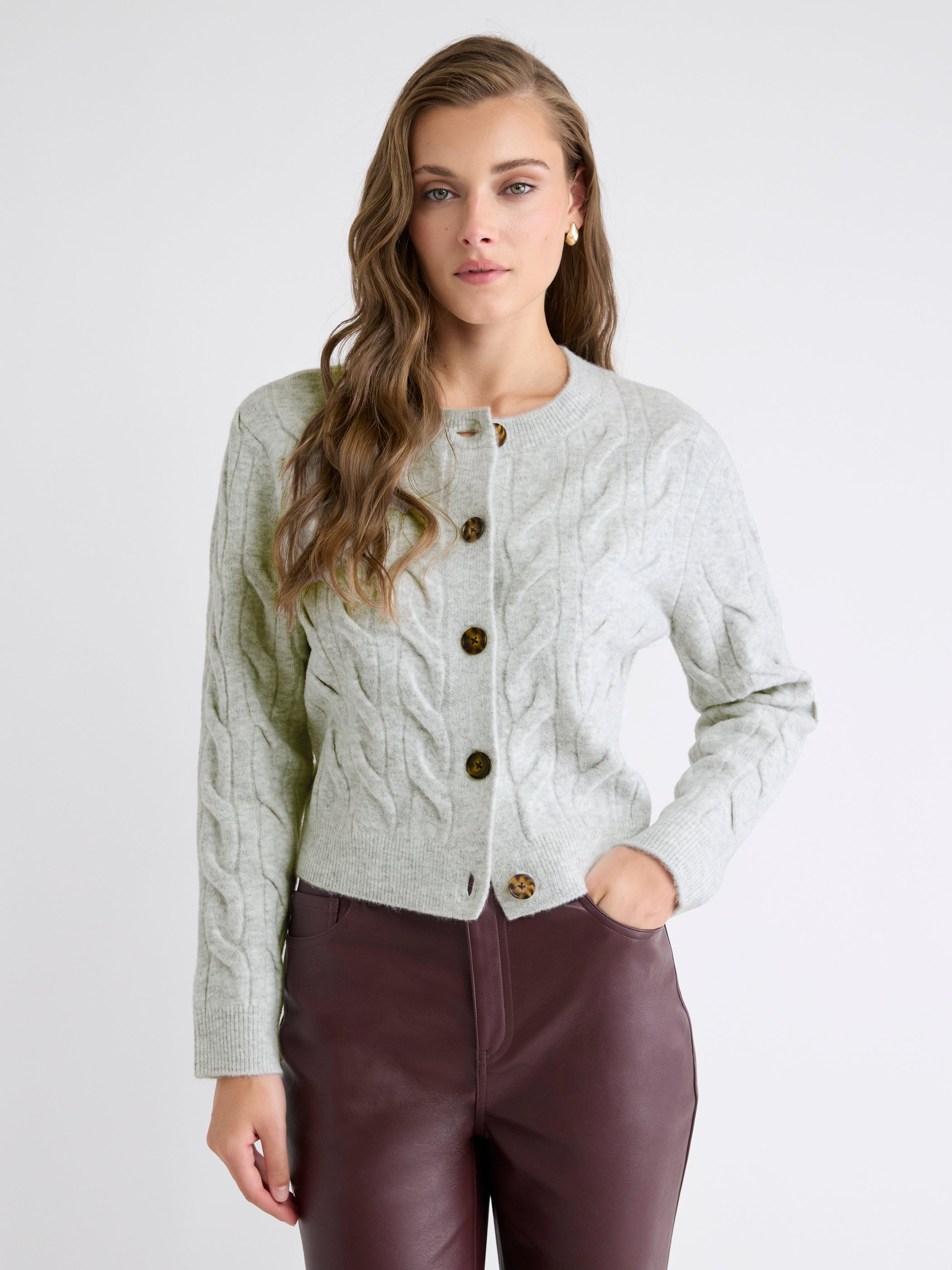 Long-Sleeve Cable-Stitch Cardigan