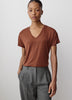 Knit Pullover V-Neck Tee Silk Blend