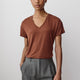Knit Pullover V-Neck Tee Silk Blend