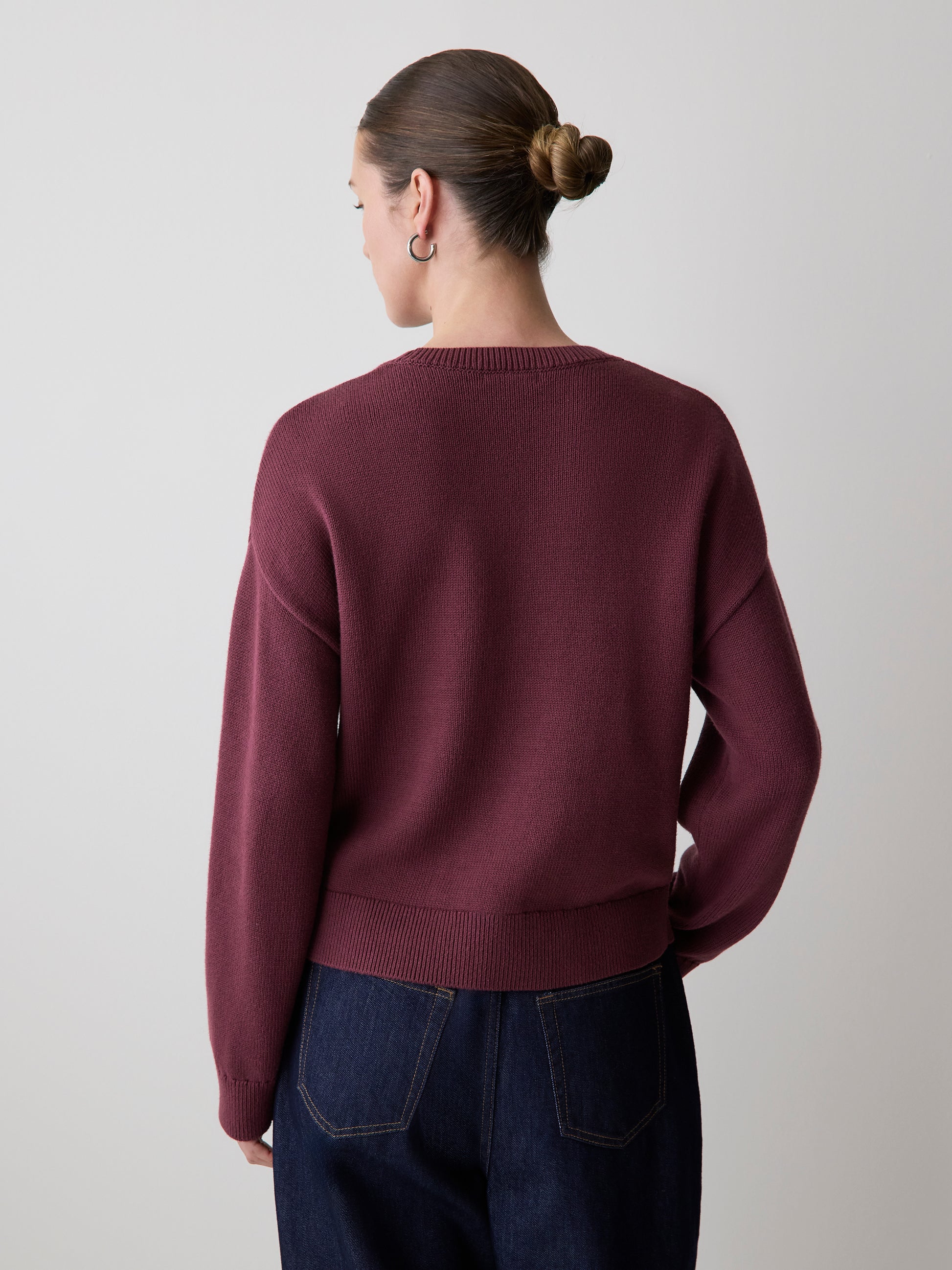 Long-Sleeve Crew-Neck Pullover with Embroidery