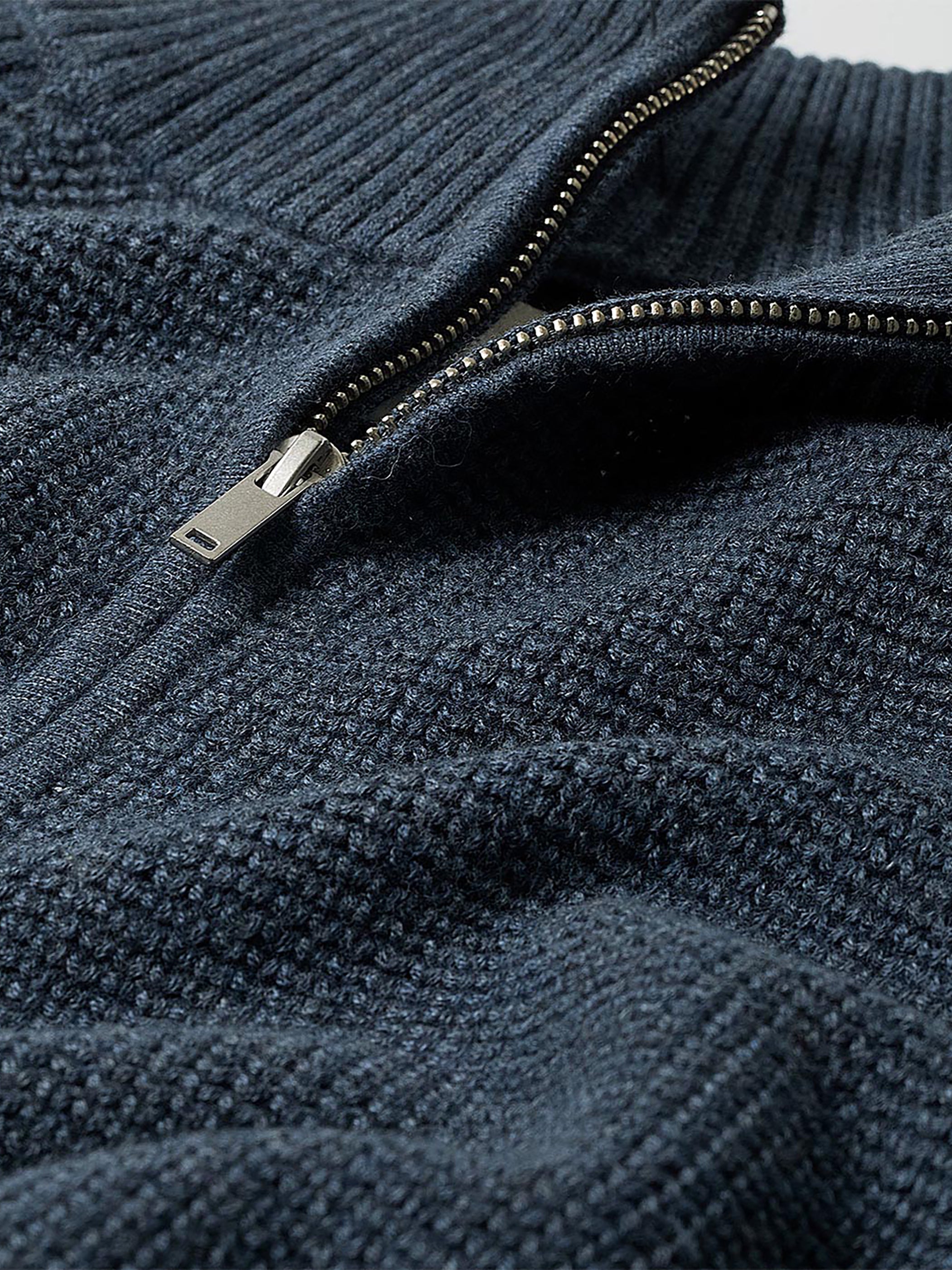 Long-Sleeve Half-Zip Mock-Neck Sweater